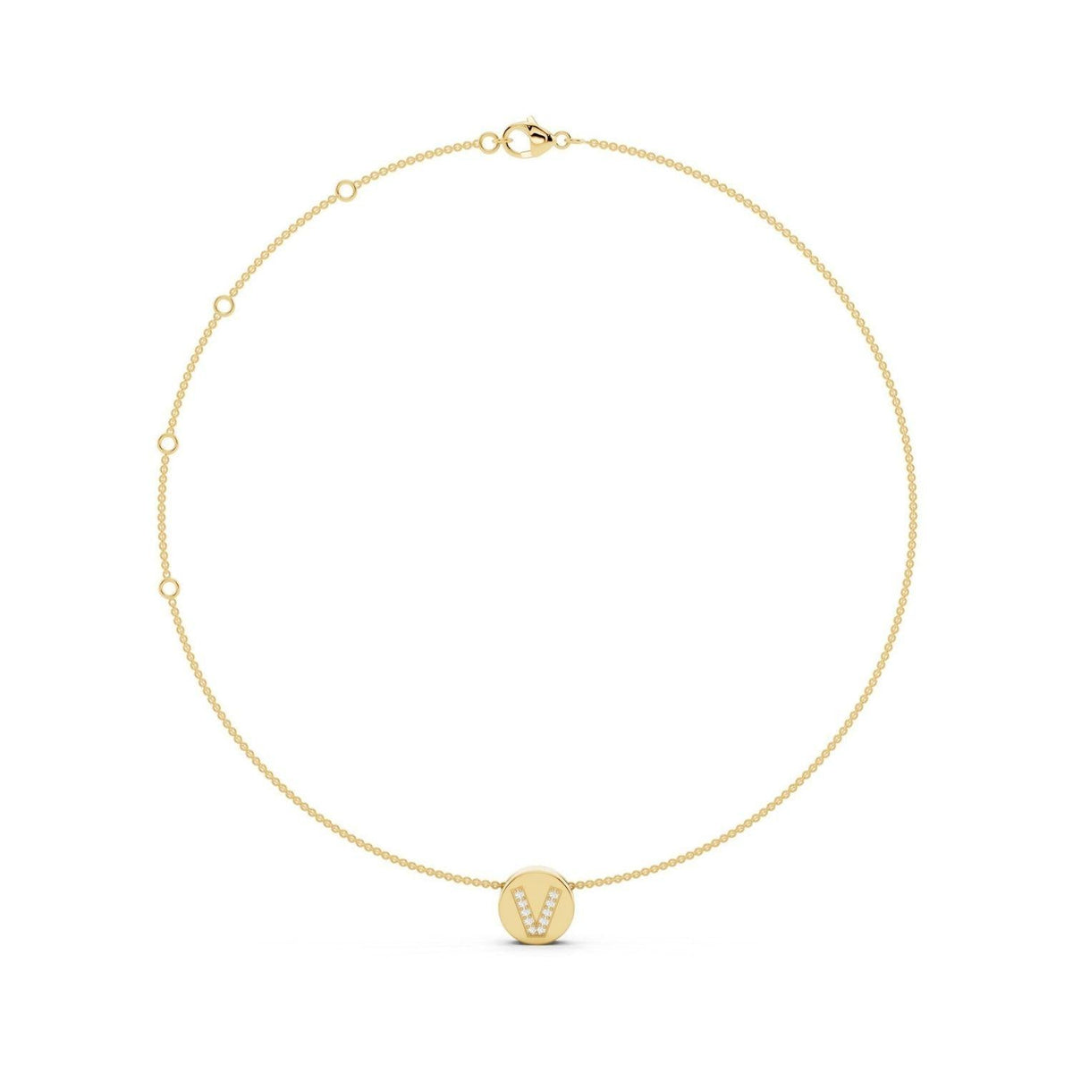 Diamond Initial Disc Necklace