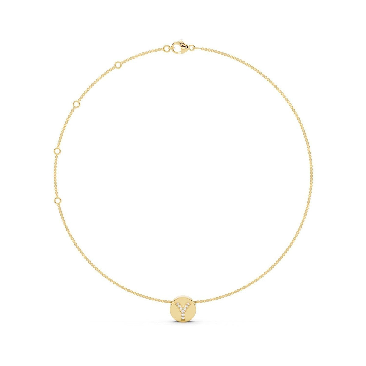 Diamond Initial Disc Necklace