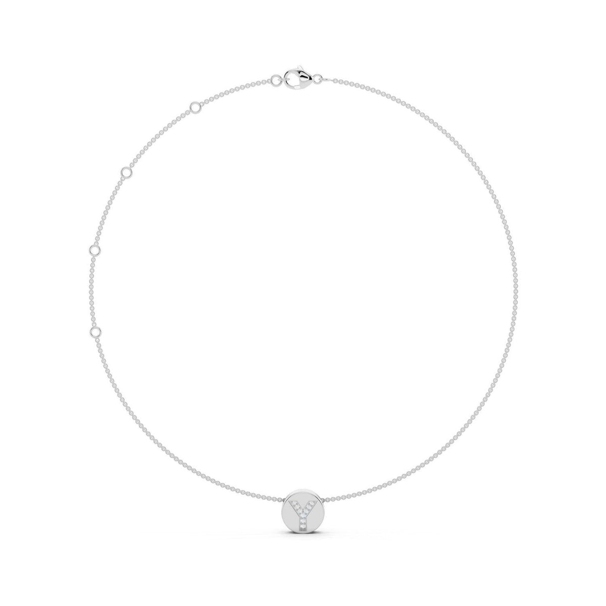 Diamond Initial Disc Necklace