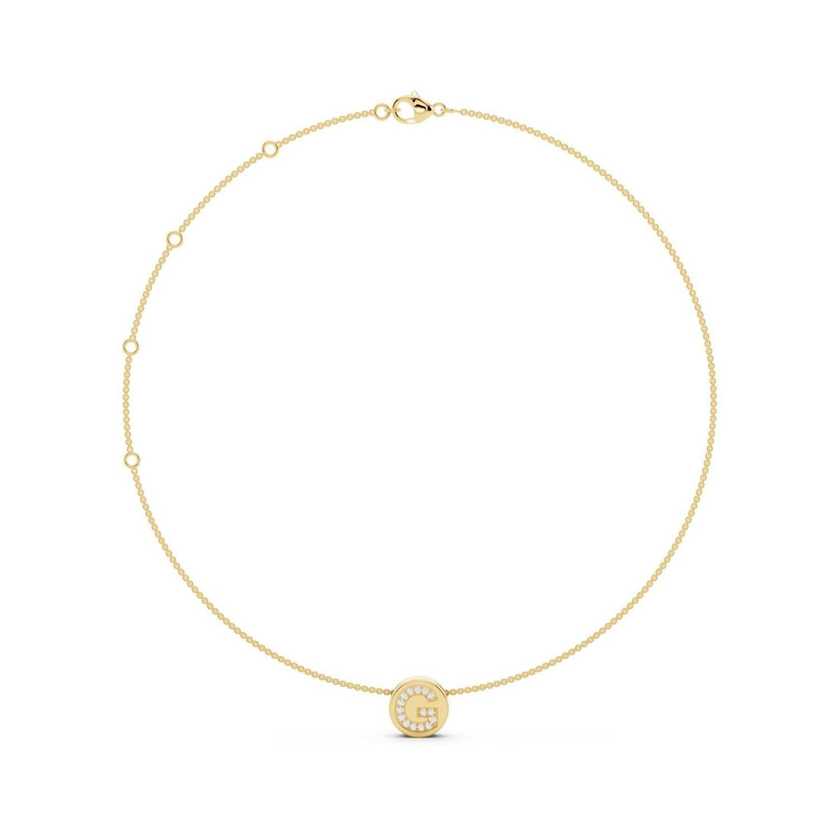 Diamond Initial Disc Necklace