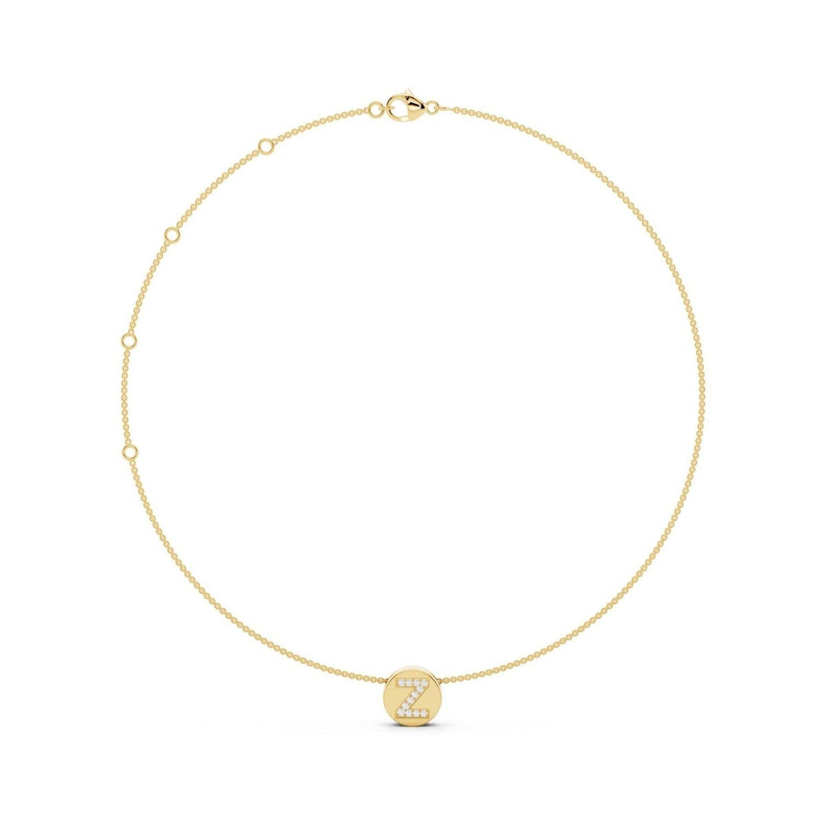 Diamond Initial Disc Necklace