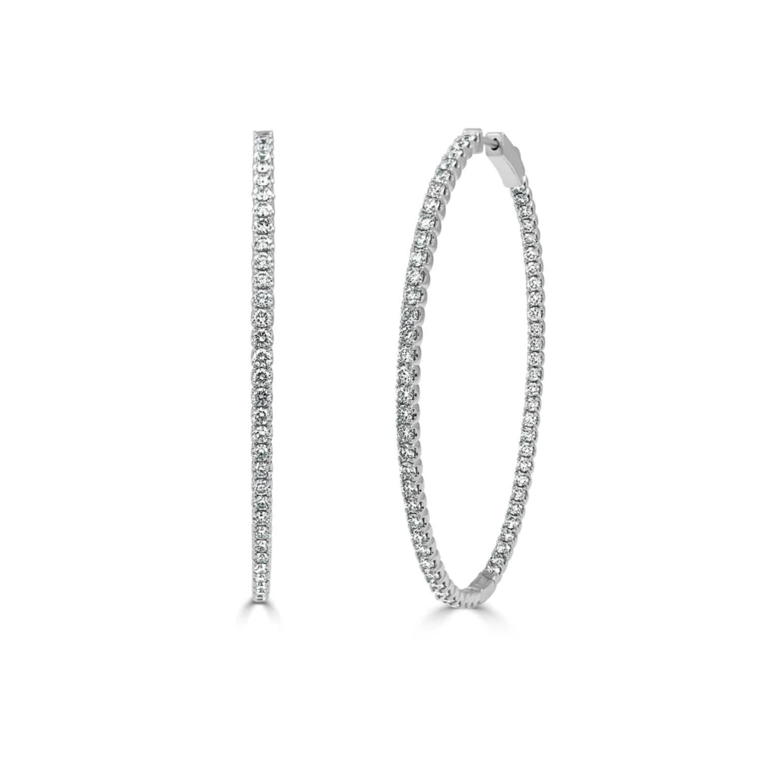 Diamond Oval Hoop Earrings