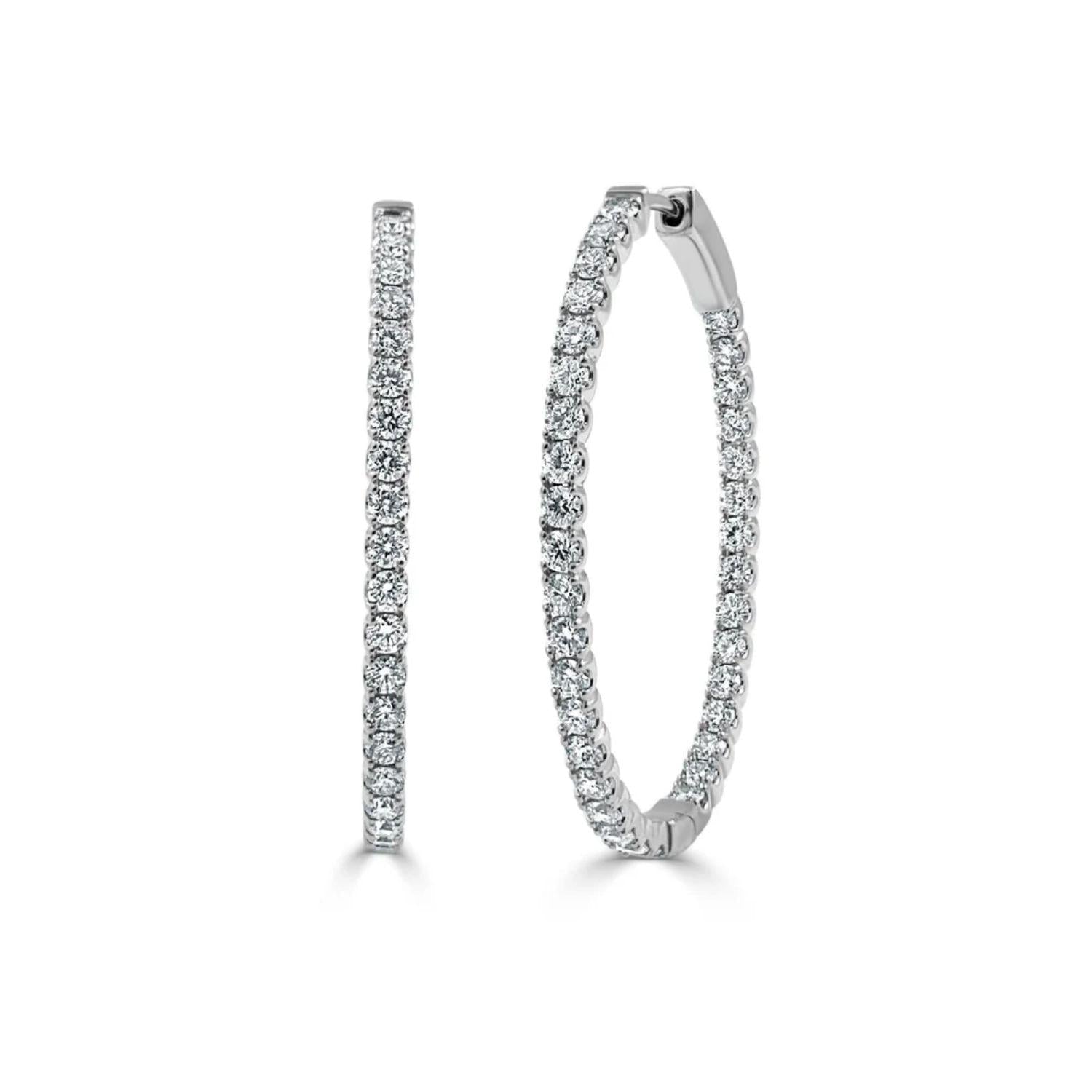 Diamond Oval Hoop Earrings