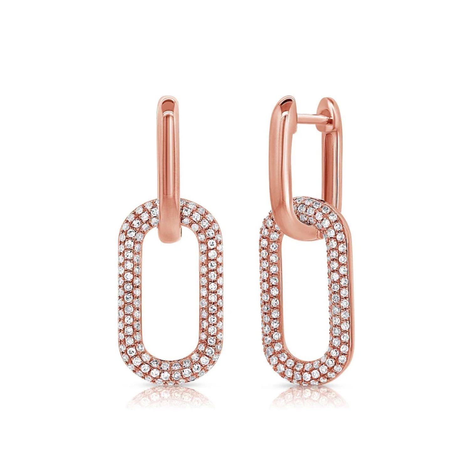 Diamond Paperclip Link Earrings