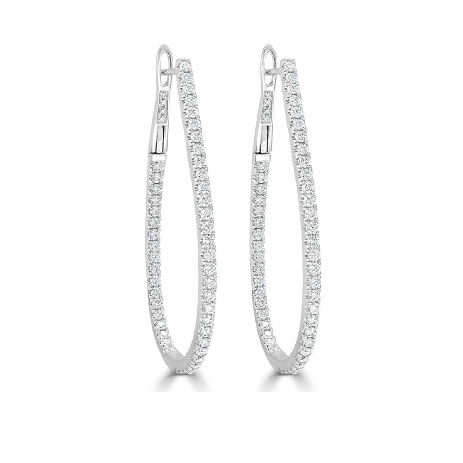 Diamond Pear Shape Hoop Earrings