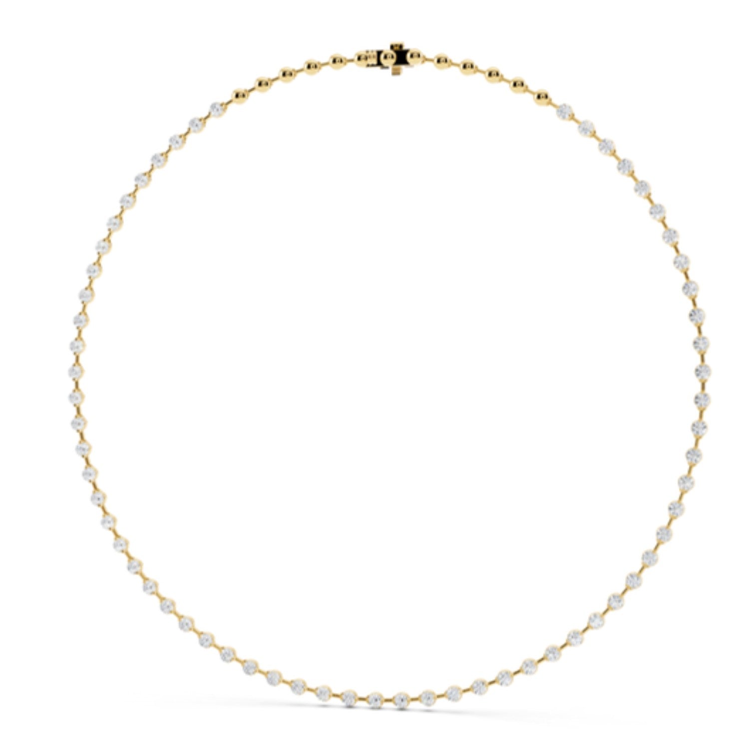 Diamond Station Tennis Necklace in 14K yellow gold by Seema Fine Jewelry