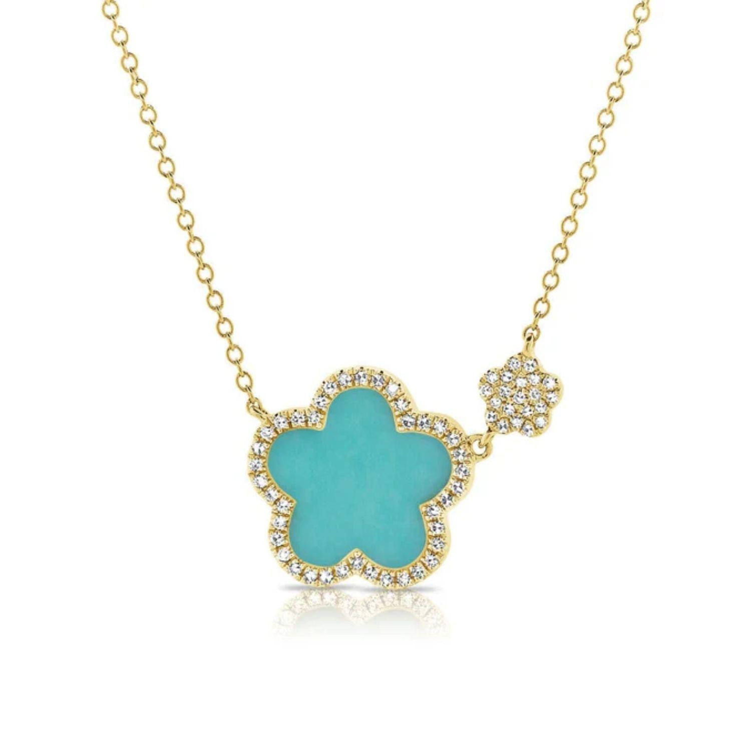 Diamond Turquoise Clover Necklace