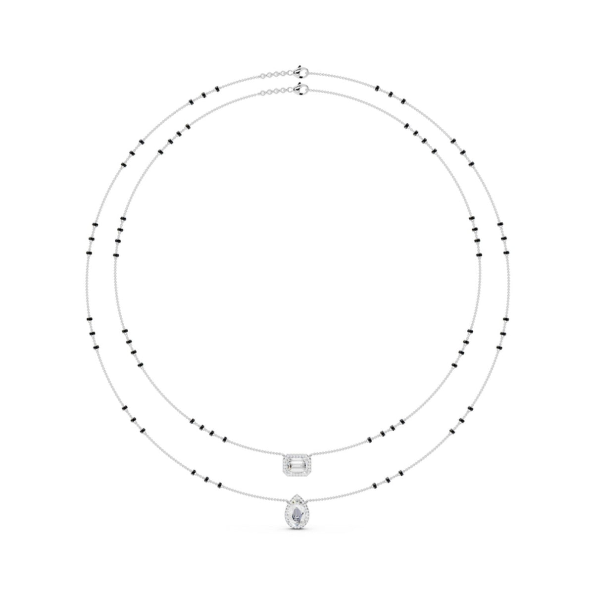 Double Strand Emerald and Pear Mangalsutra