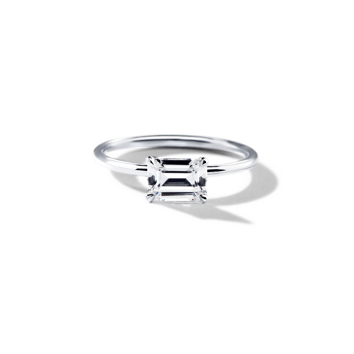 East - West Hidden Halo Engagement Ring