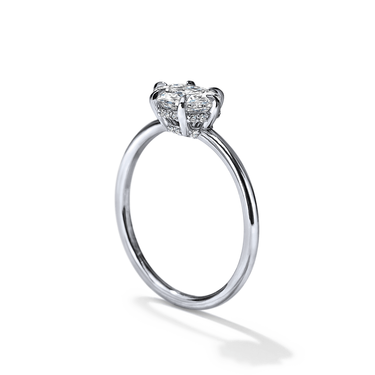 East - West Hidden Halo Engagement Ring