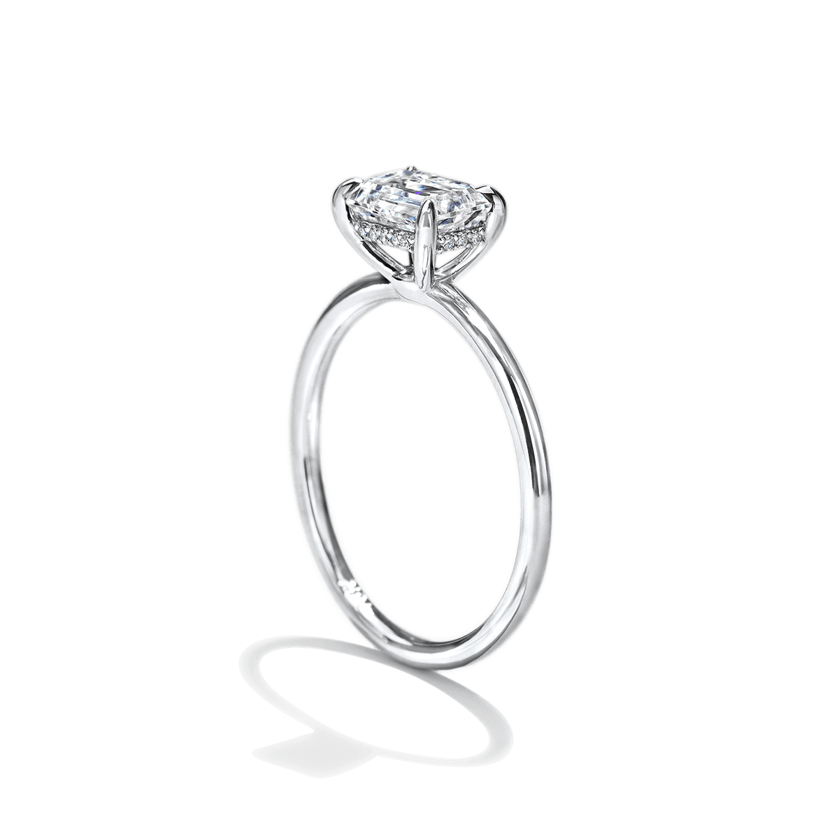 East - West Hidden Halo Engagement Ring