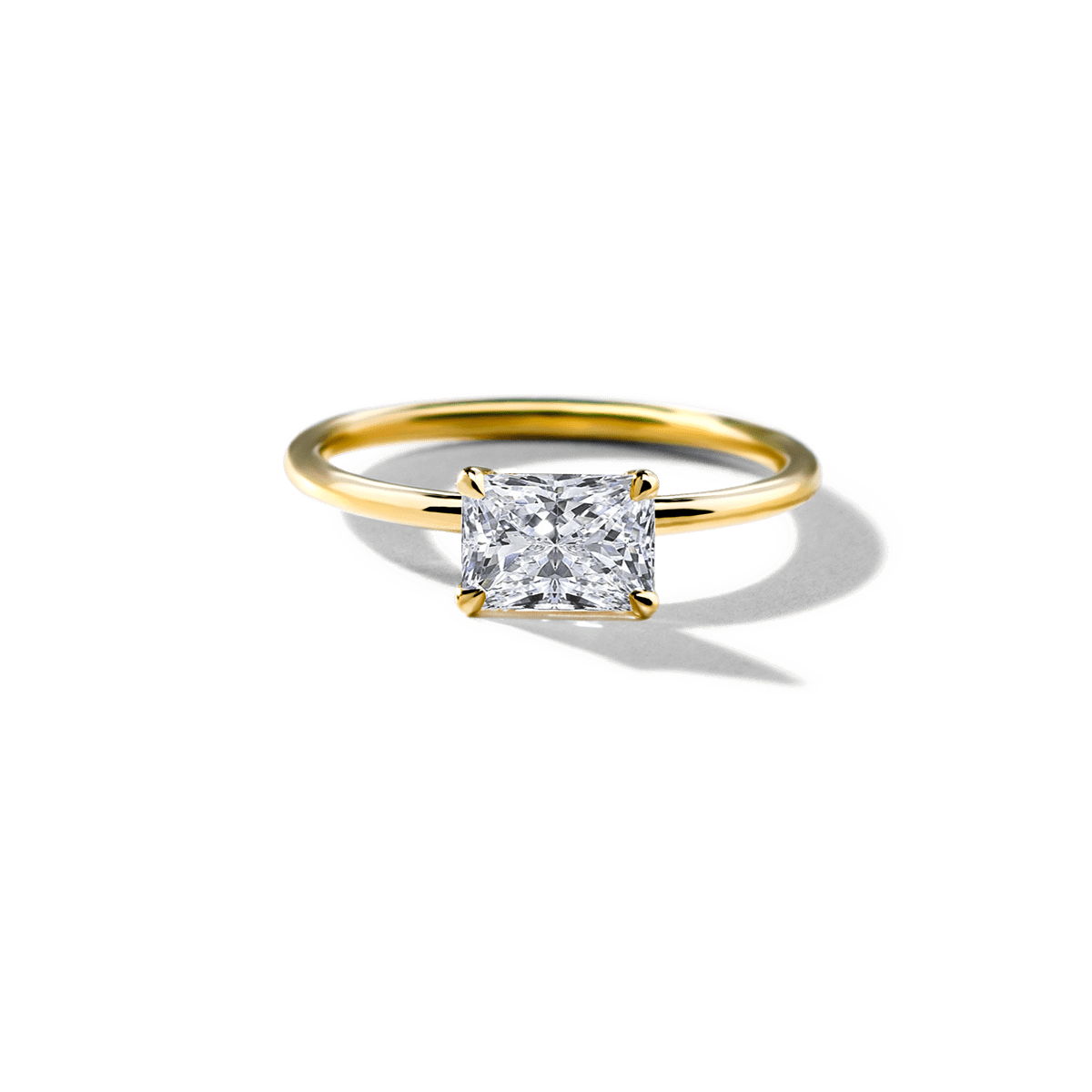 East - West Hidden Halo Engagement Ring