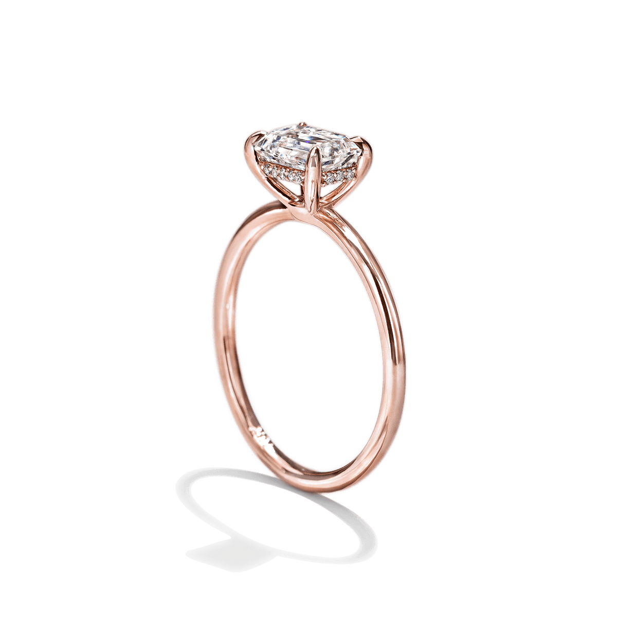 East - West Hidden Halo Engagement Ring