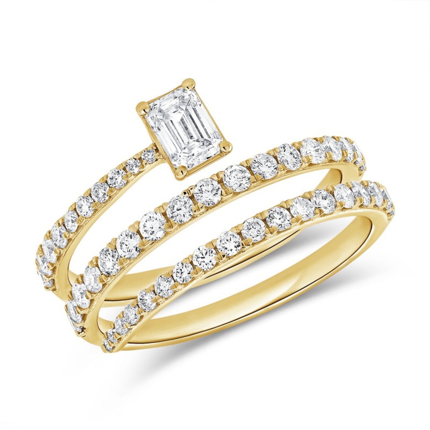 Emerald Cut Coil Wrap Ring in 14K yellow gold by Seema Fine Jewelry