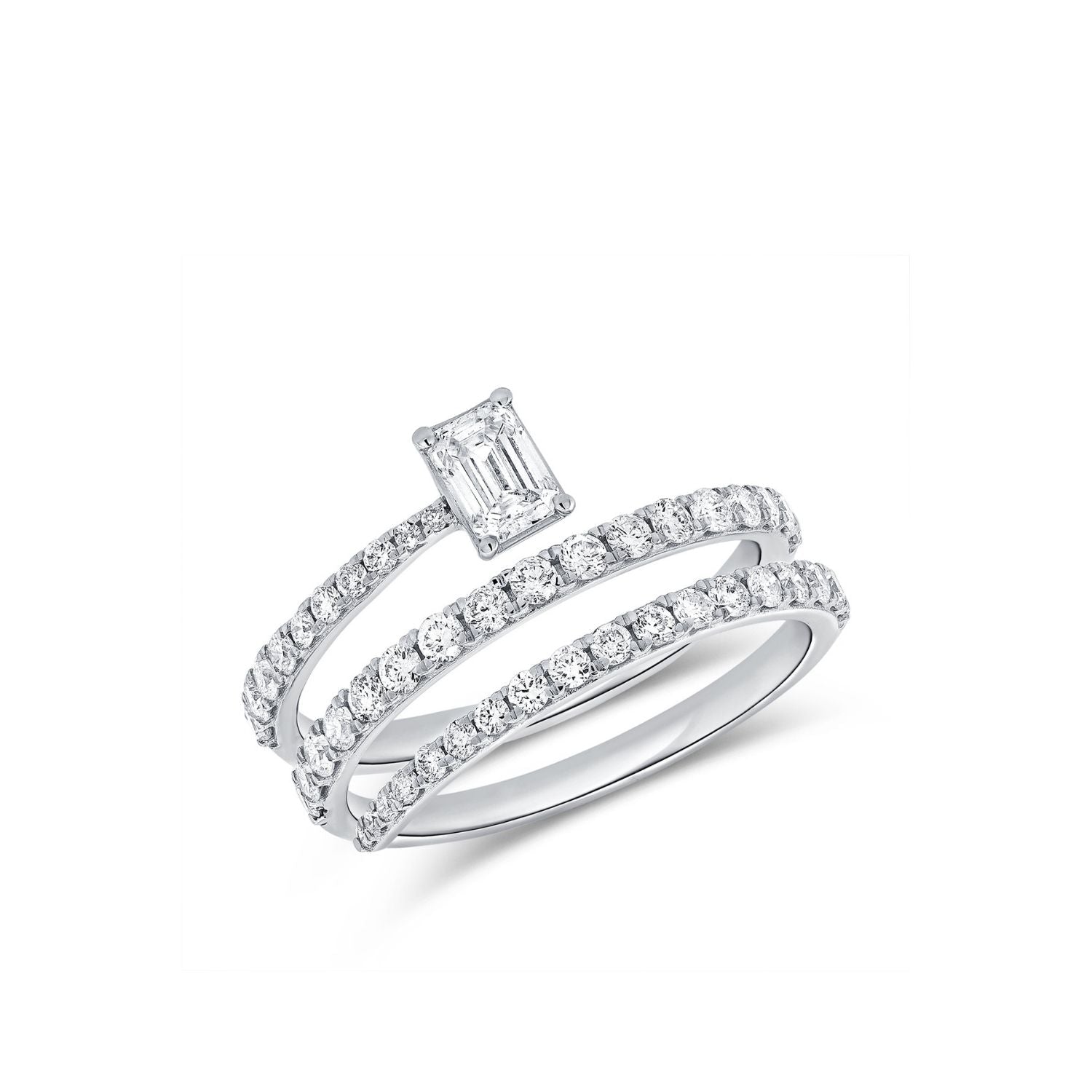 Emerald Cut Coil Wrap Ring