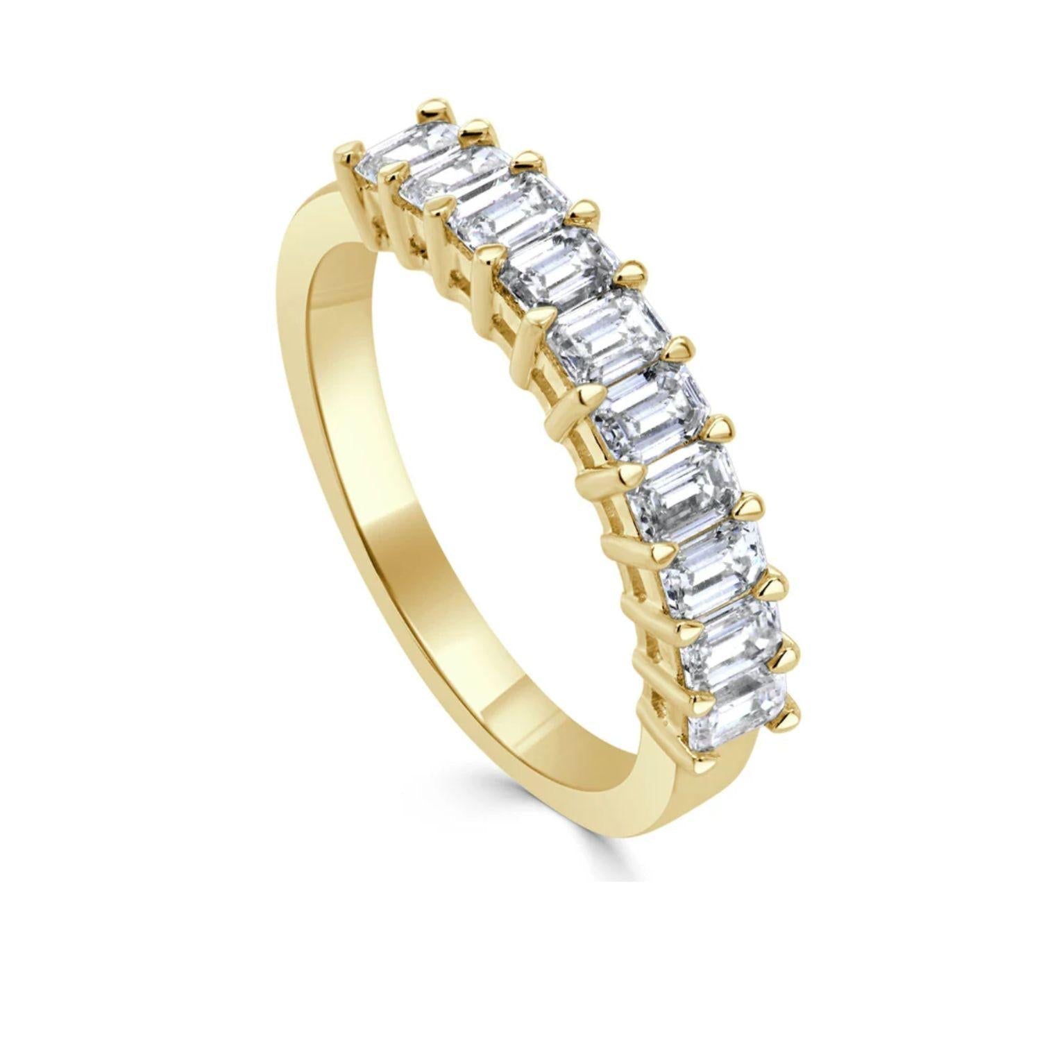 Emerald - Cut Diamond Band