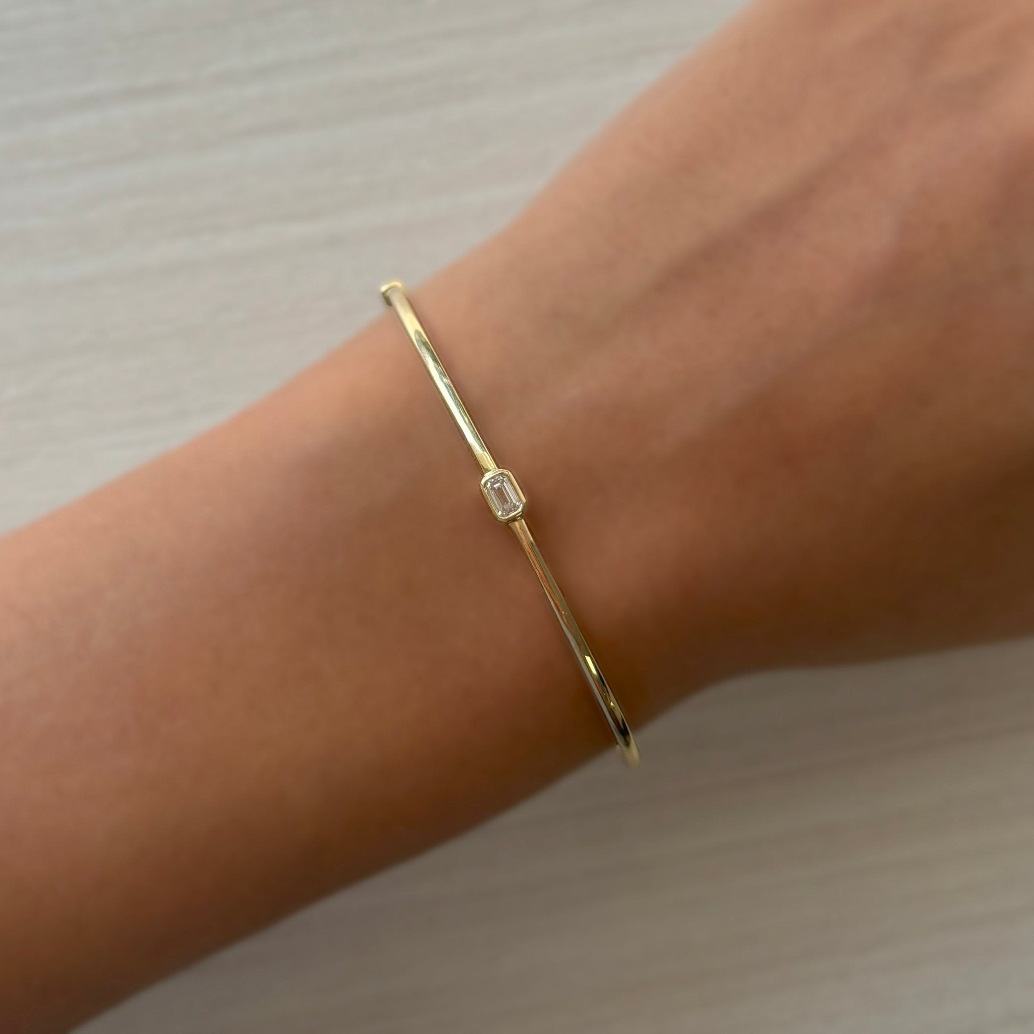 Emerald Cut Diamond Bangle
