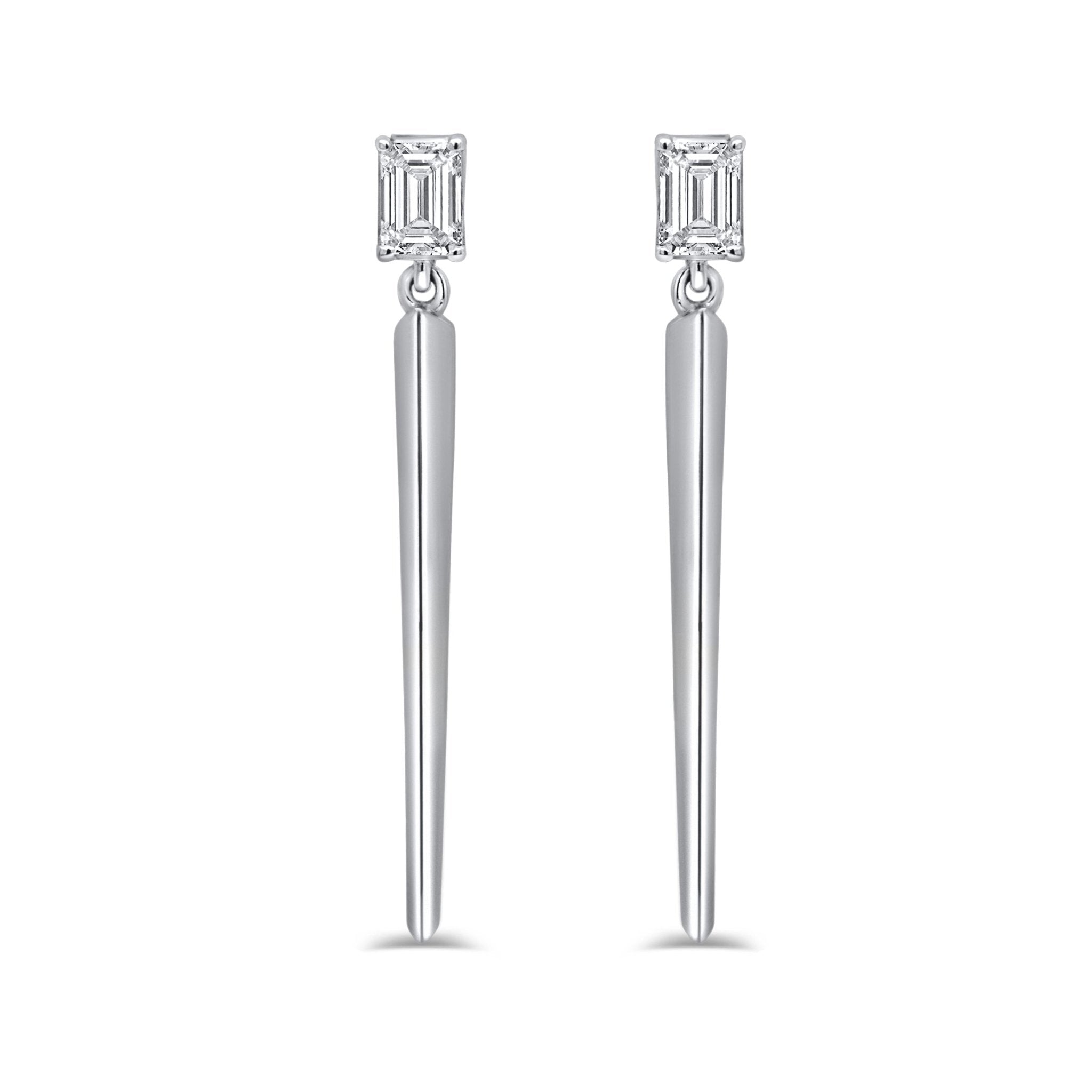 Emerald - Cut Diamond Earrings