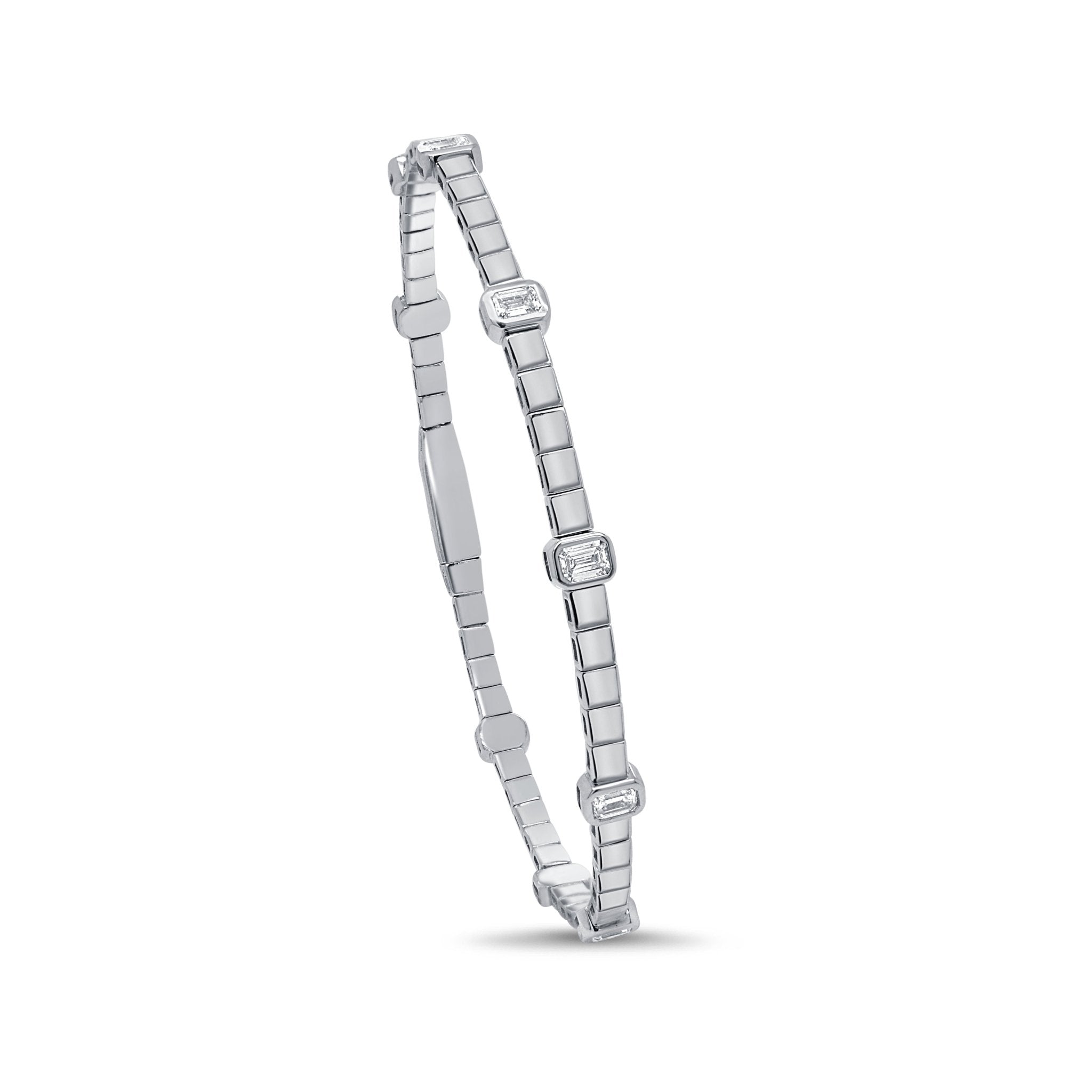 Emerald Cut Diamond Flexible Bangle