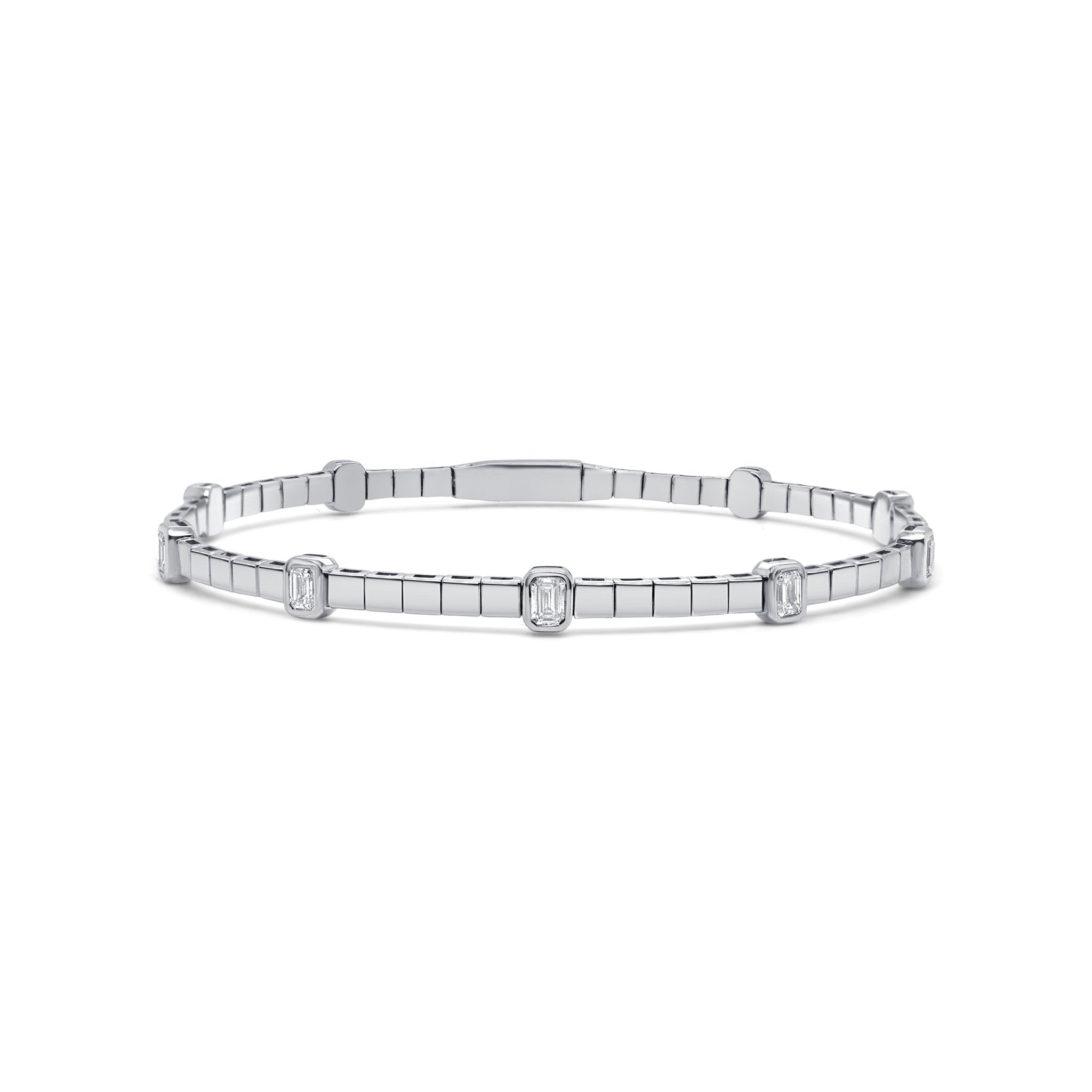Emerald Cut Diamond Flexible Bangle