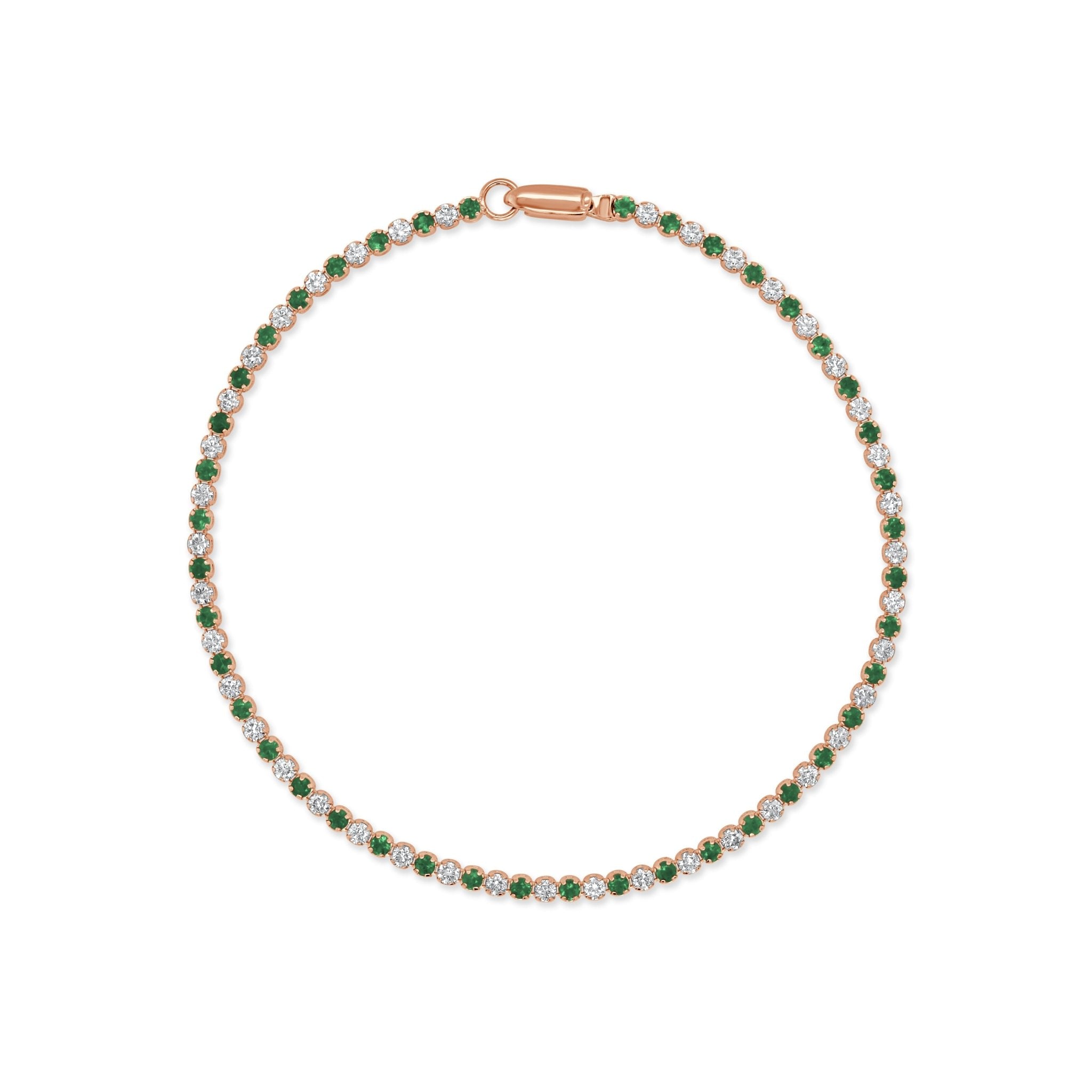 Emerald Diamond Alternating Tennis Bracelet