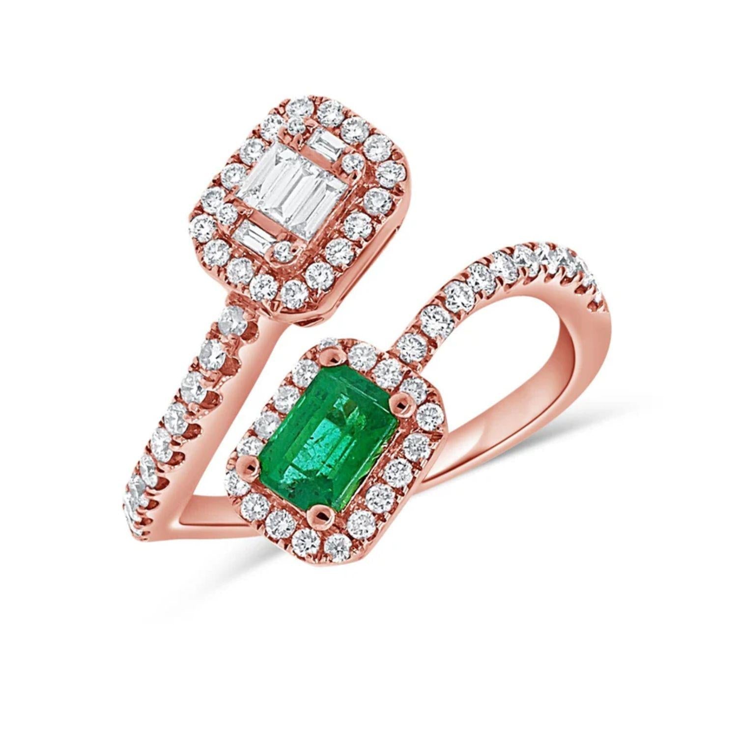 Emerald Diamond Bypass Ring