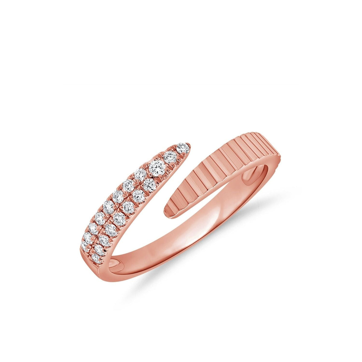 Fluted Bypass Diamond Ring