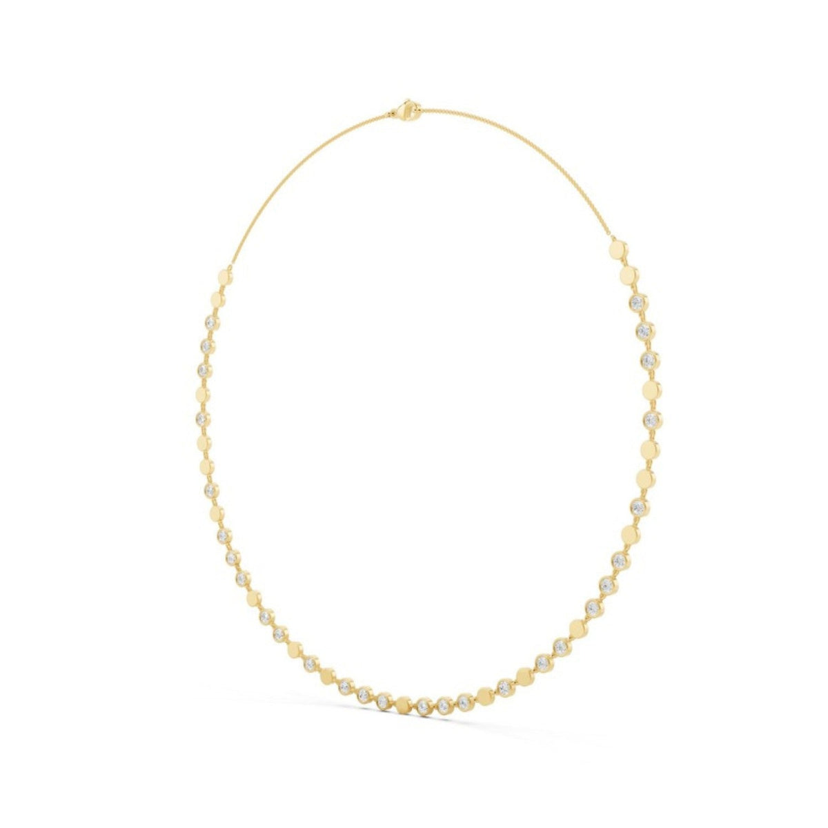 Gold Disc Diamond Station Necklace