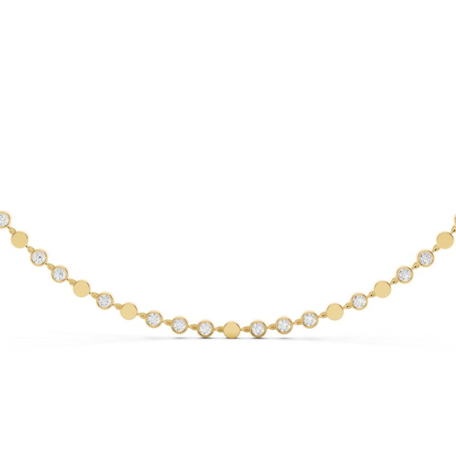 Gold Disc Diamond Station Necklace, detail view 1