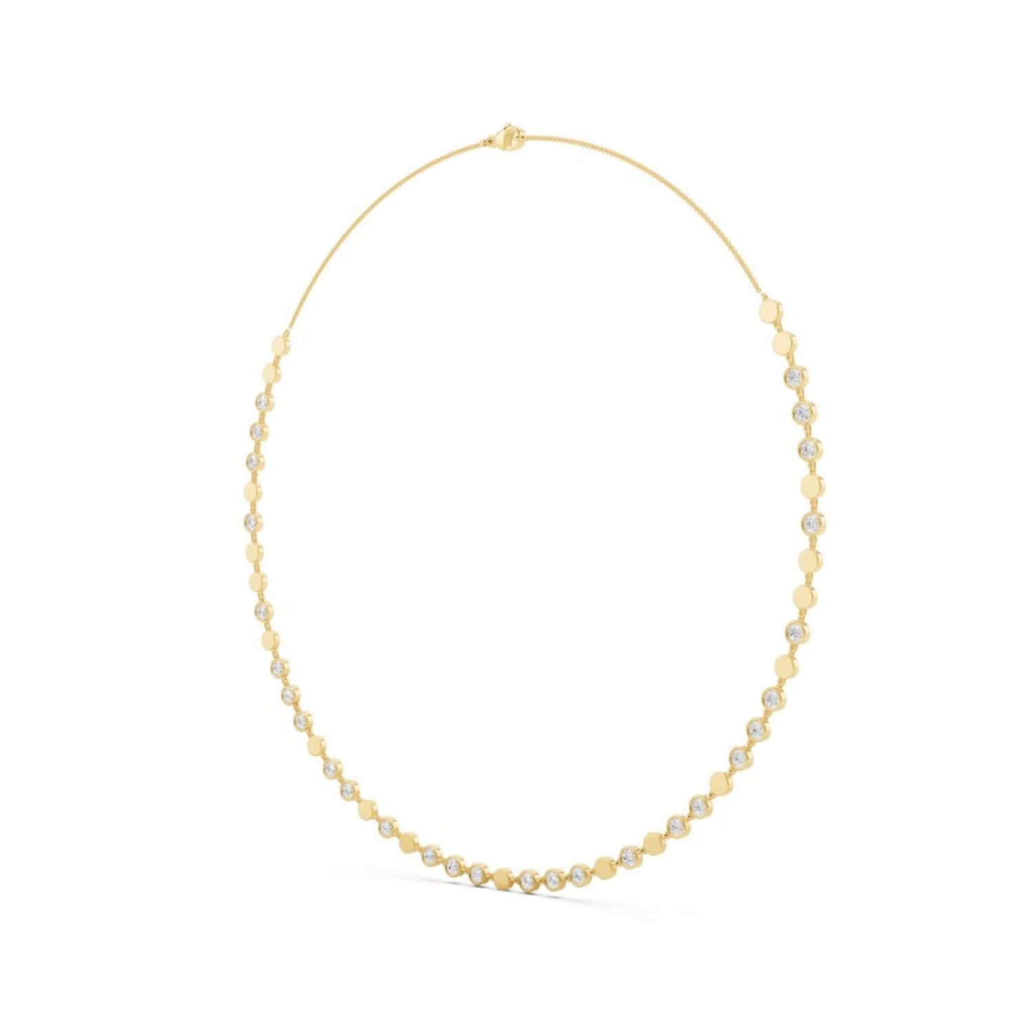 Gold Disc Diamond Station Necklace, detail view 2