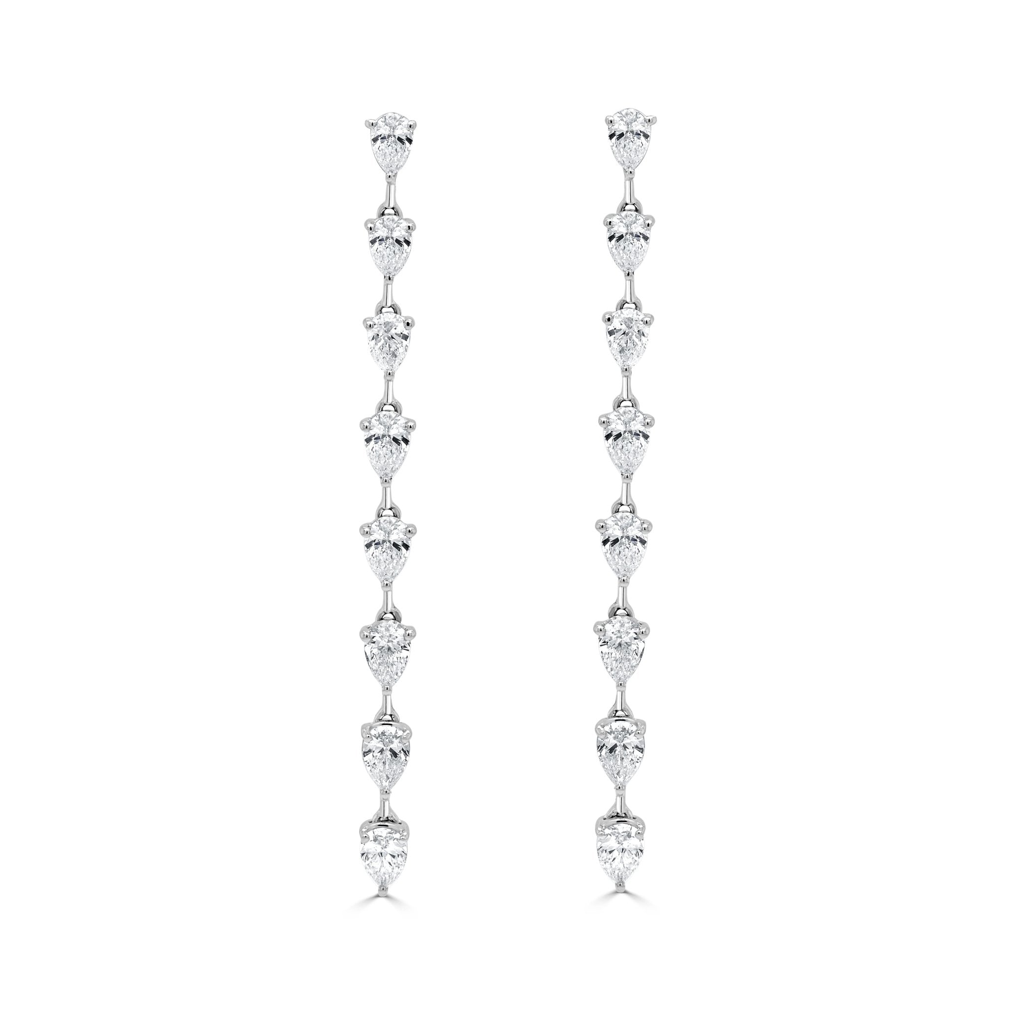 Gold Pear Shape Diamond Drop Earrings