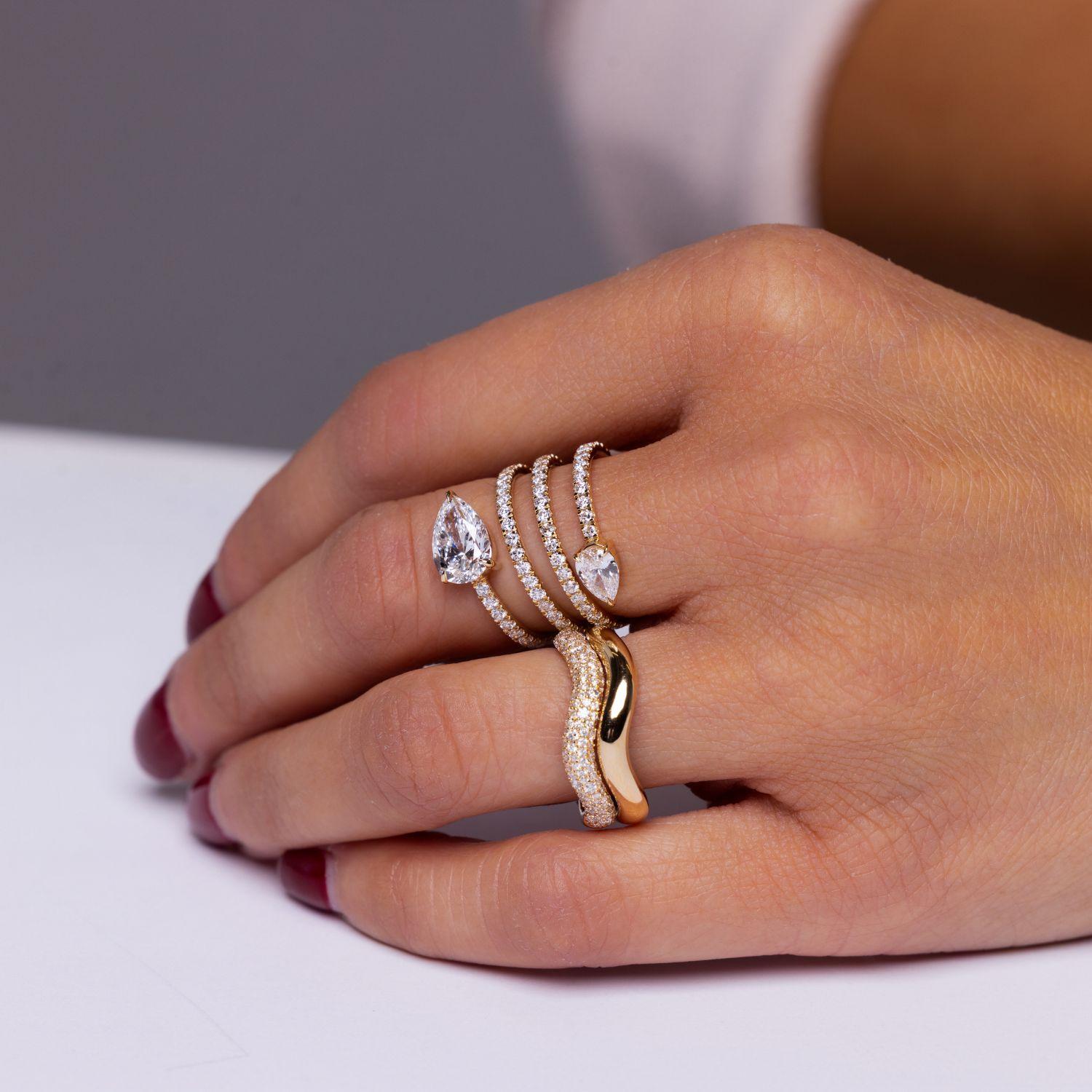 Gold Sculptural Wave Band