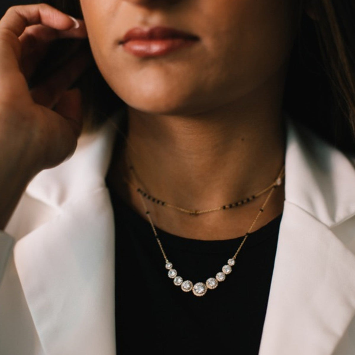 Graduated Halo Diamond Mangalsutra