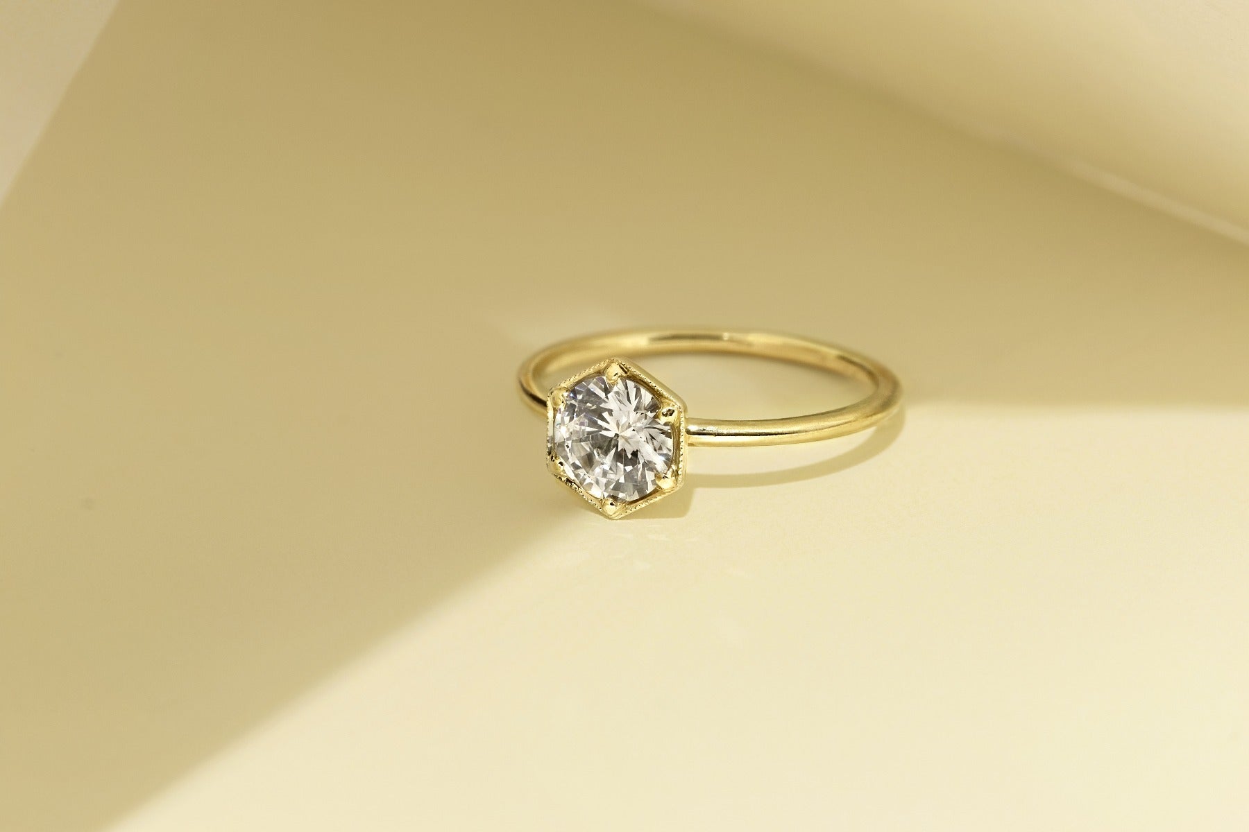 Hexagon - Set Diamond Engagement Ring
