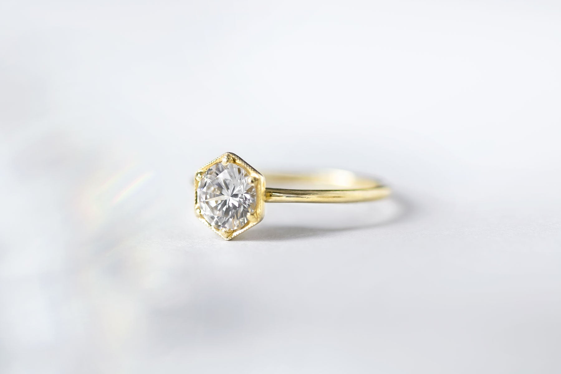 Hexagon - Set Diamond Engagement Ring