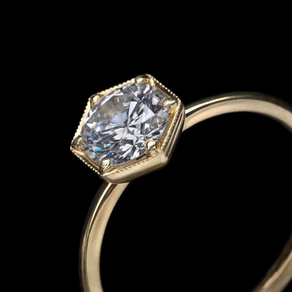 Hexagon - Set Diamond Engagement Ring