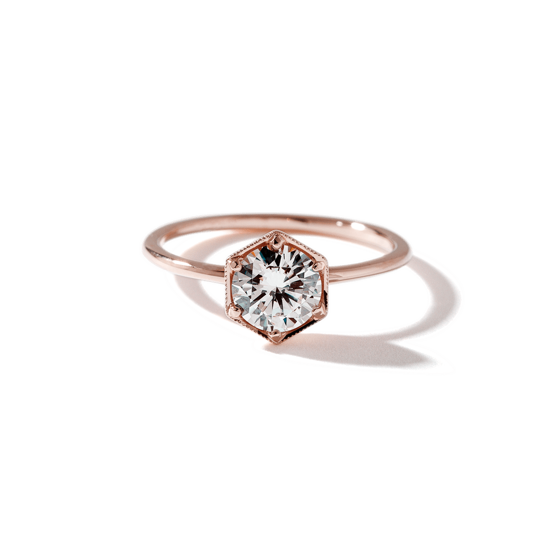 Hexagon - Set Diamond Engagement Ring