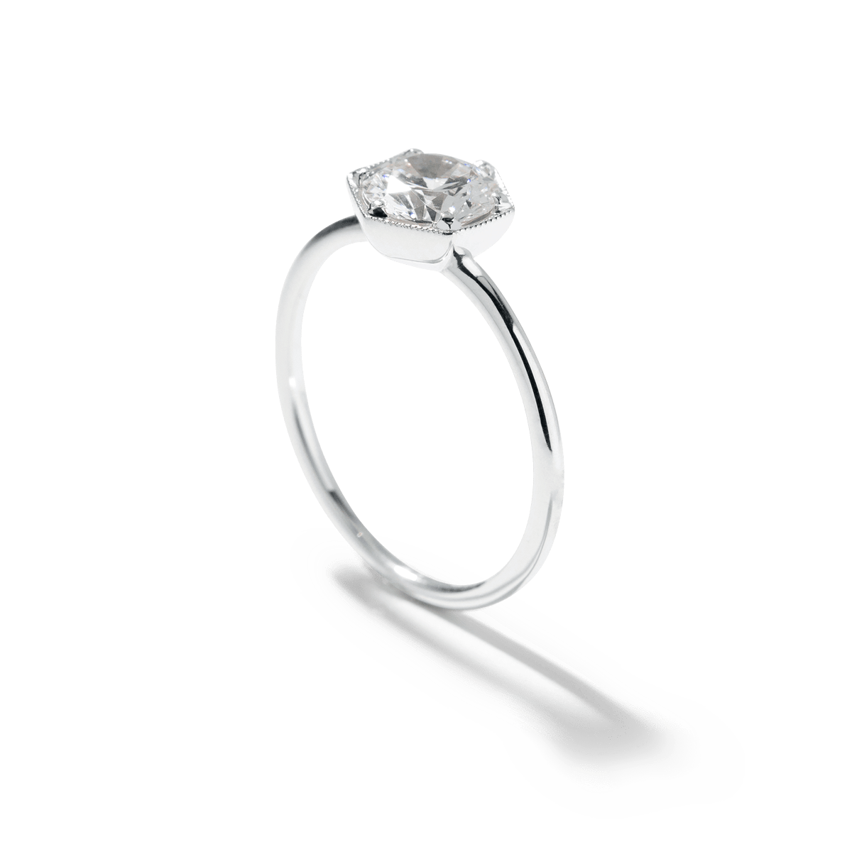 Hexagon - Set Diamond Engagement Ring