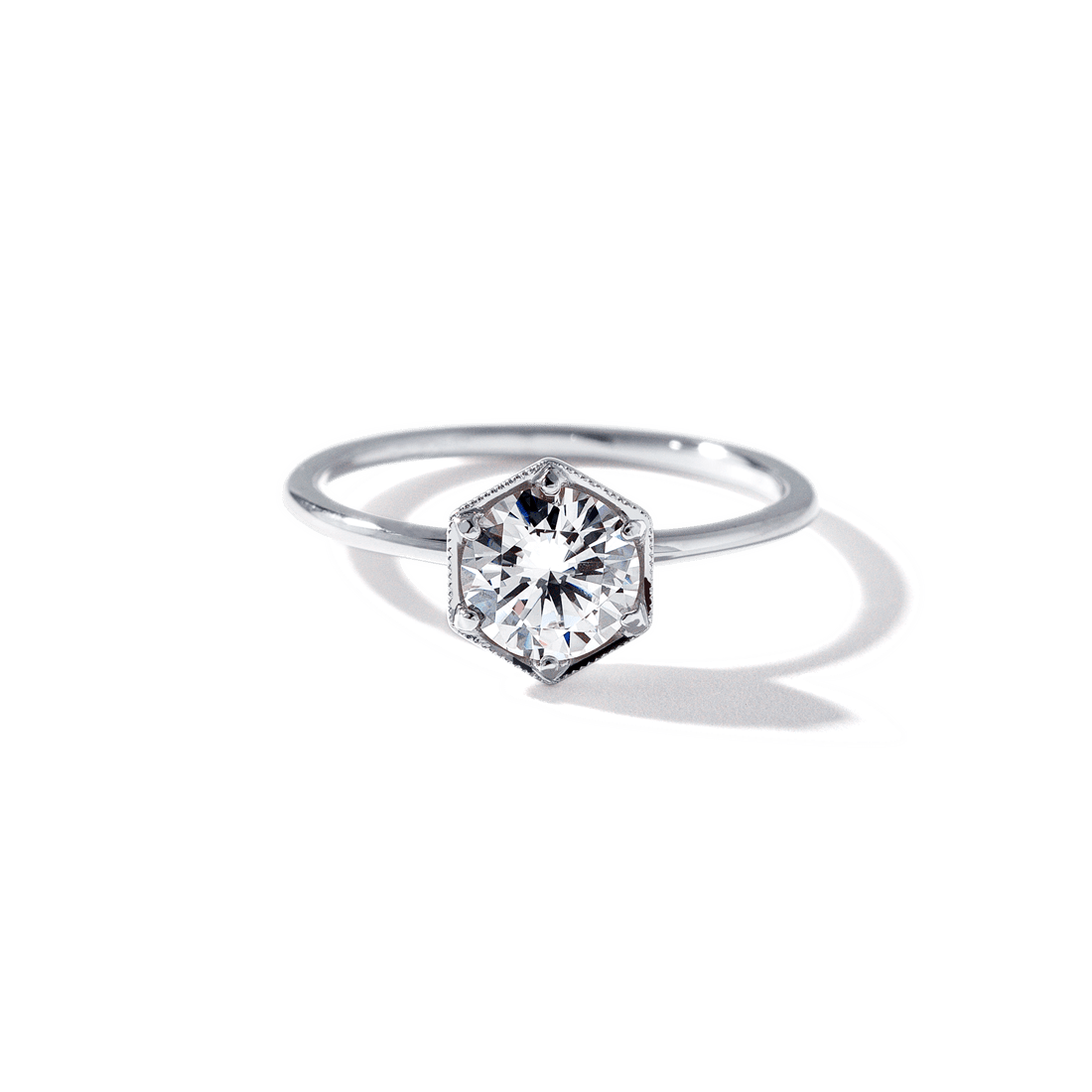Hexagon - Set Diamond Engagement Ring