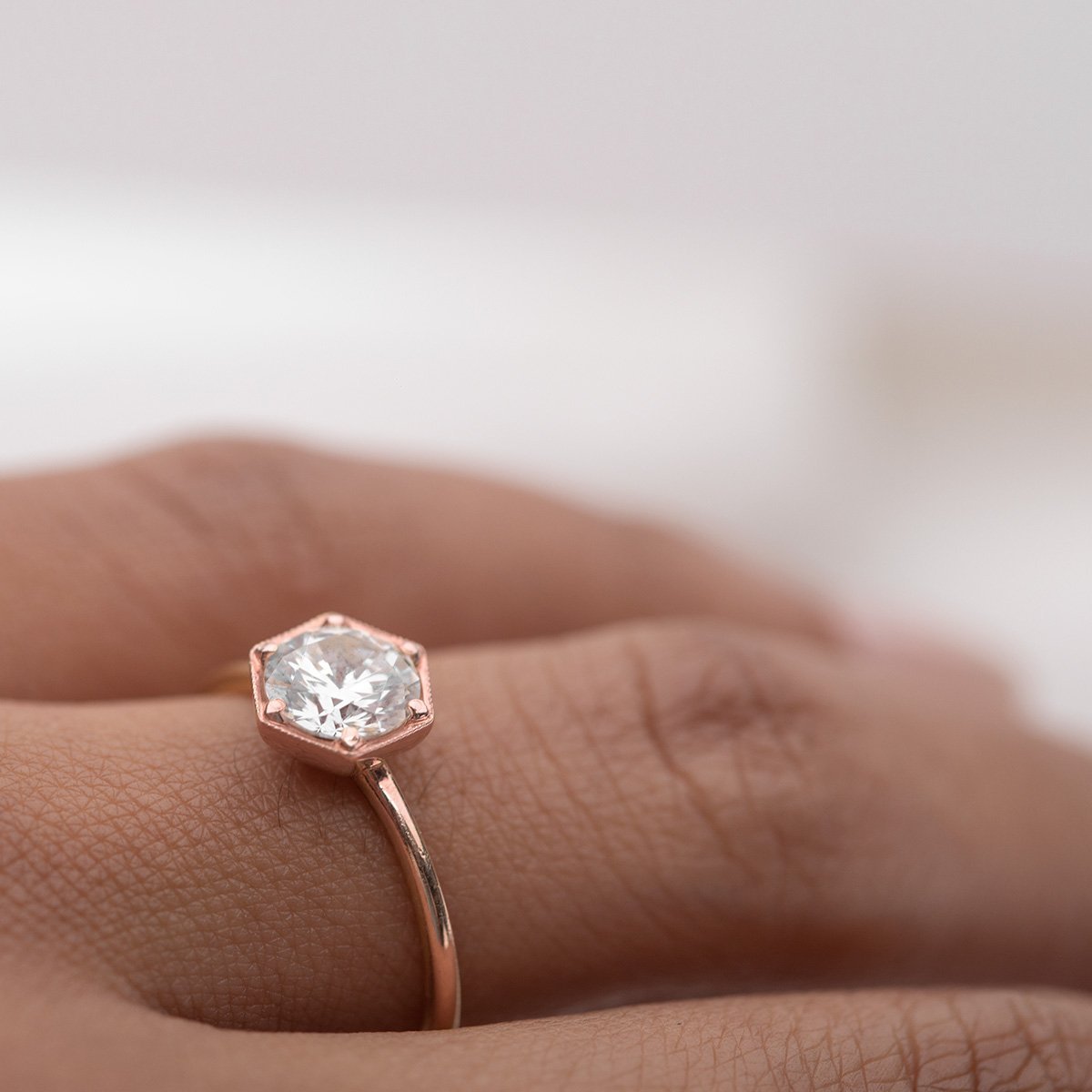 Hexagon - Set Diamond Engagement Ring