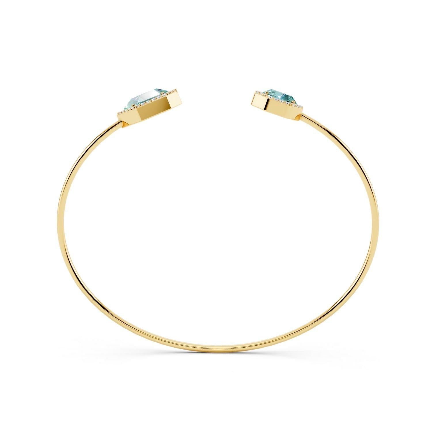 Hexagonal Halo Open Bangle