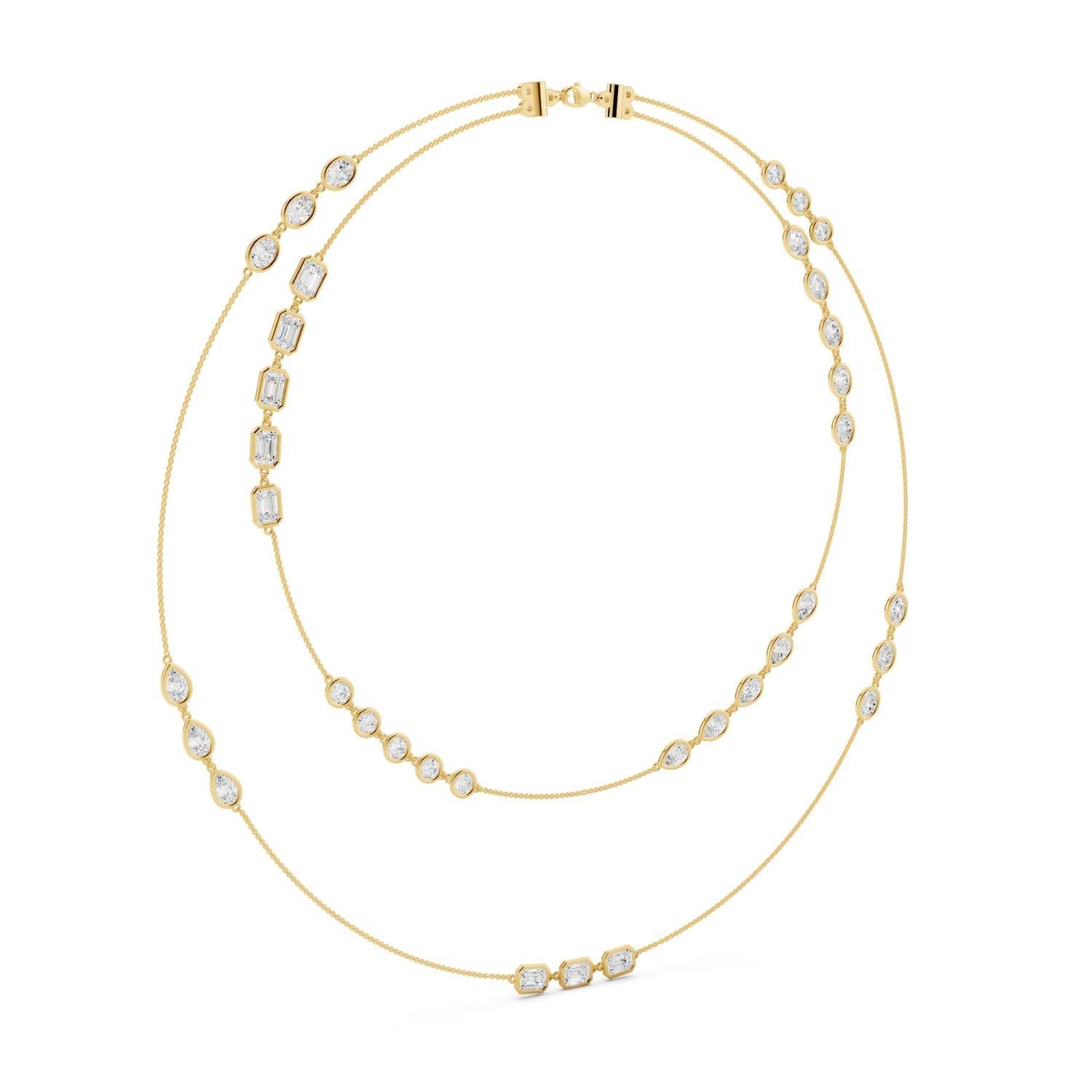 Mixed Shape Diamond Layered Necklace