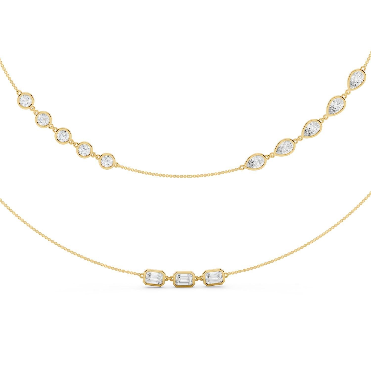 Mixed Shape Diamond Layered Necklace