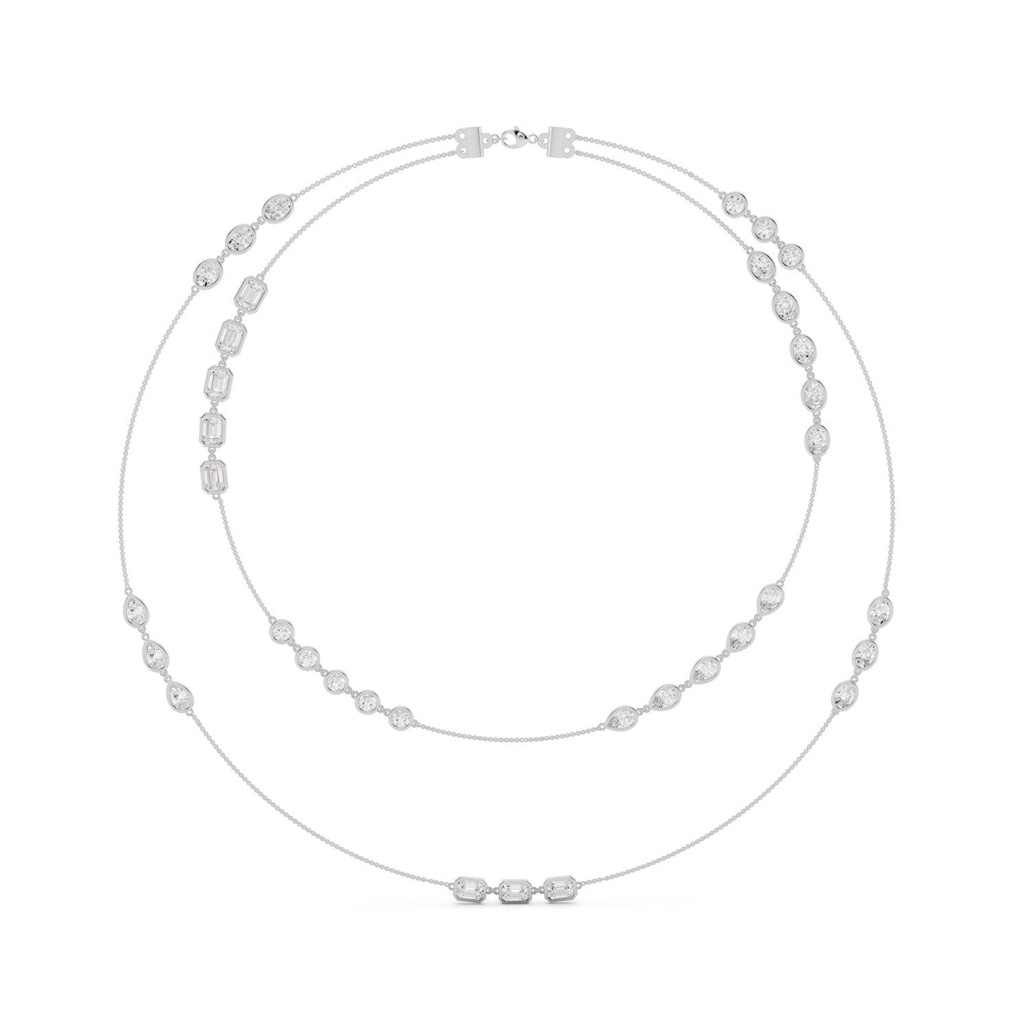 Mixed Shape Diamond Layered Necklace