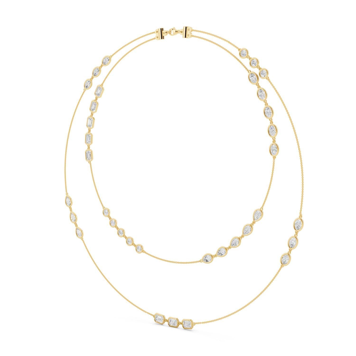 Mixed Shape Diamond Layered Necklace