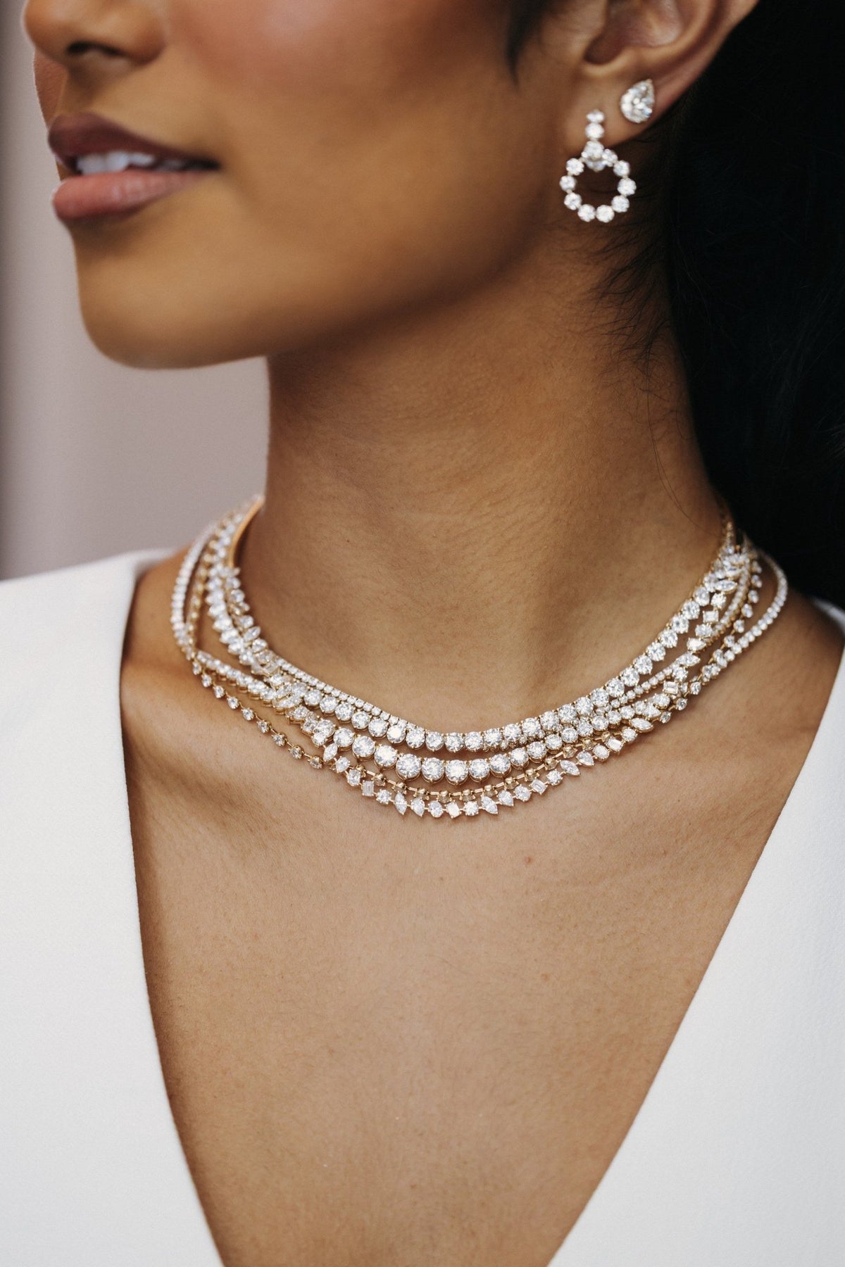 Mixed-Shape Lab-Grown Diamond Collar Necklace