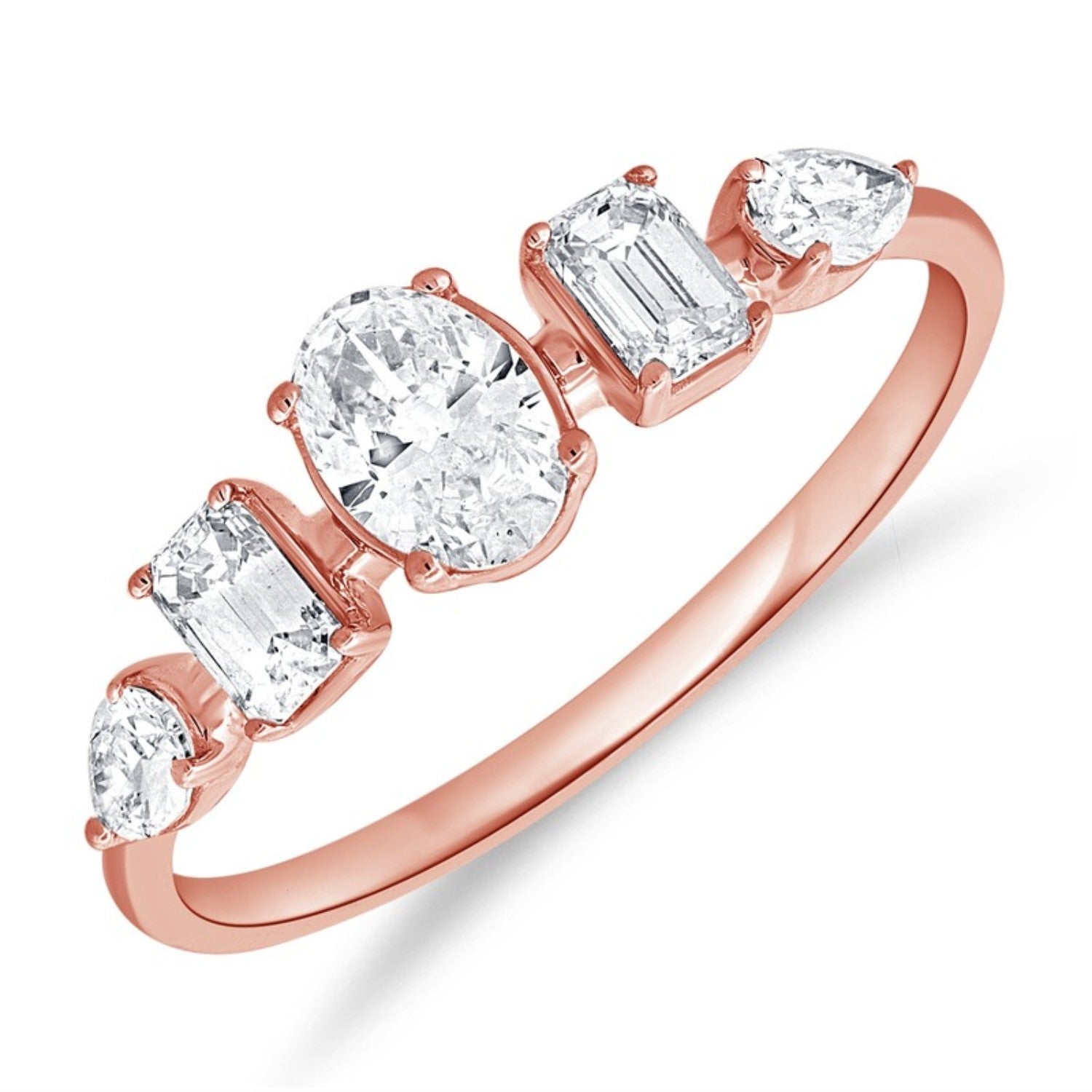 Multi Shape Diamond Ring in 14K rose gold