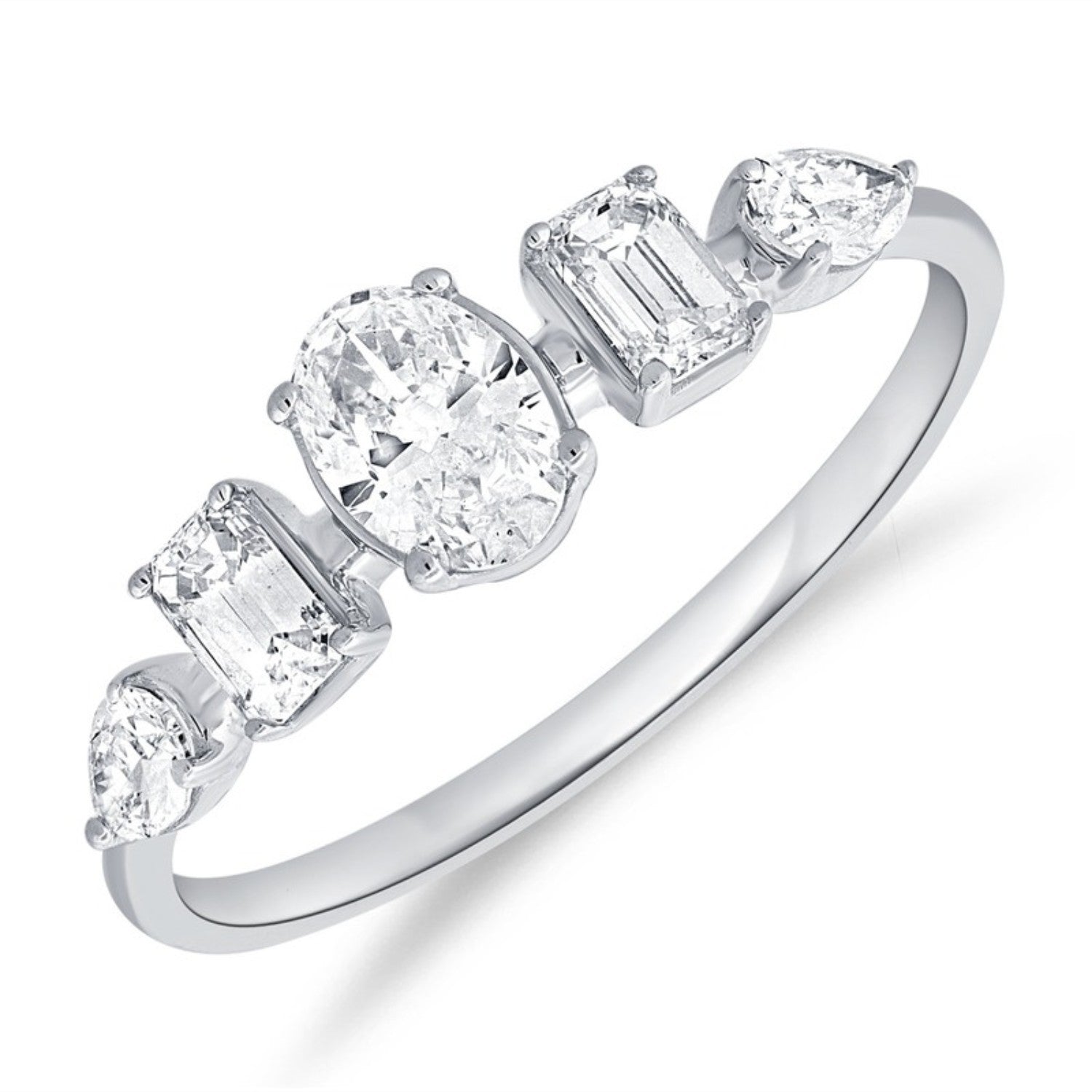 Multi Shape Diamond Ring in 14K white gold