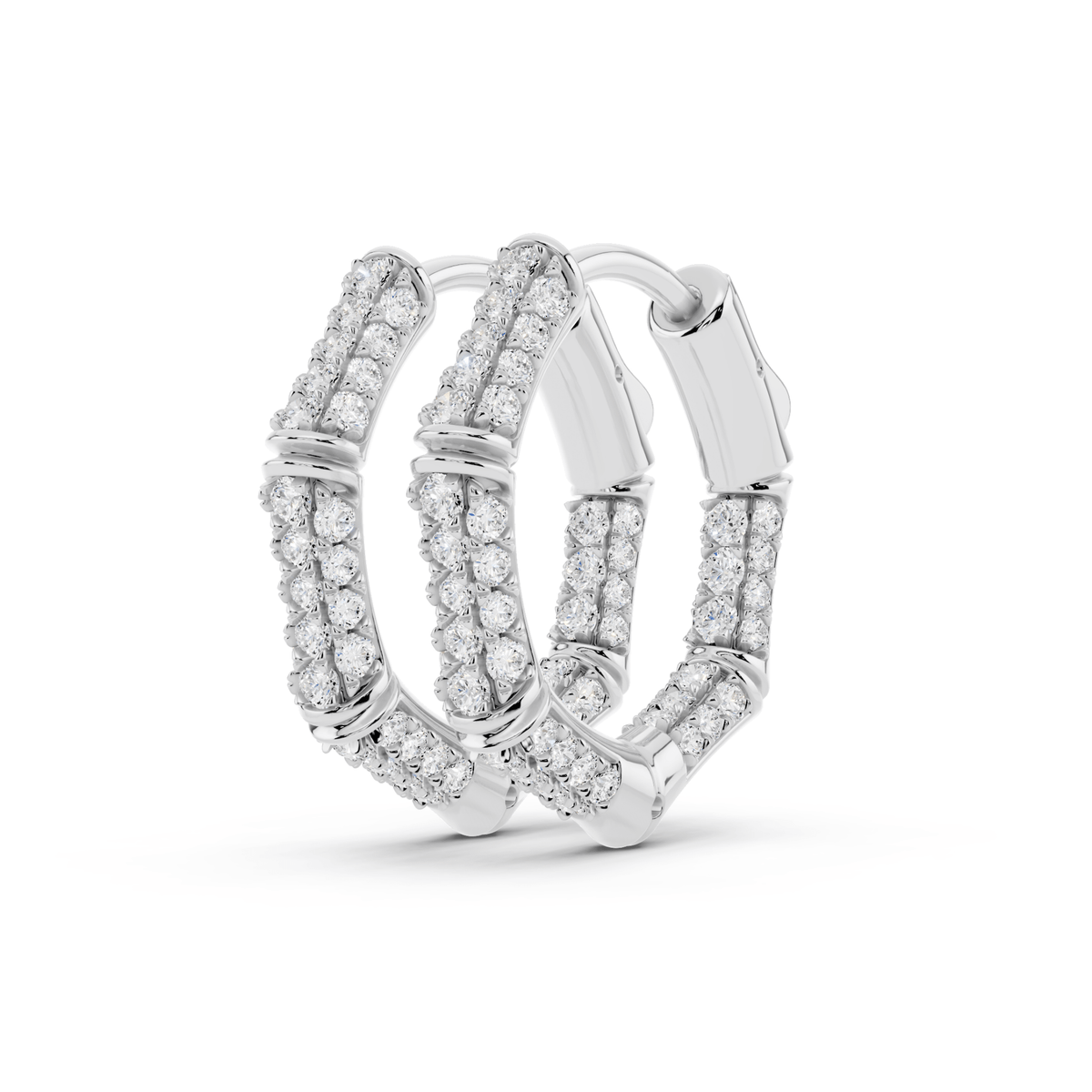 Petite Octagon Pavé Lab-Grown Diamond Hoop Earrings