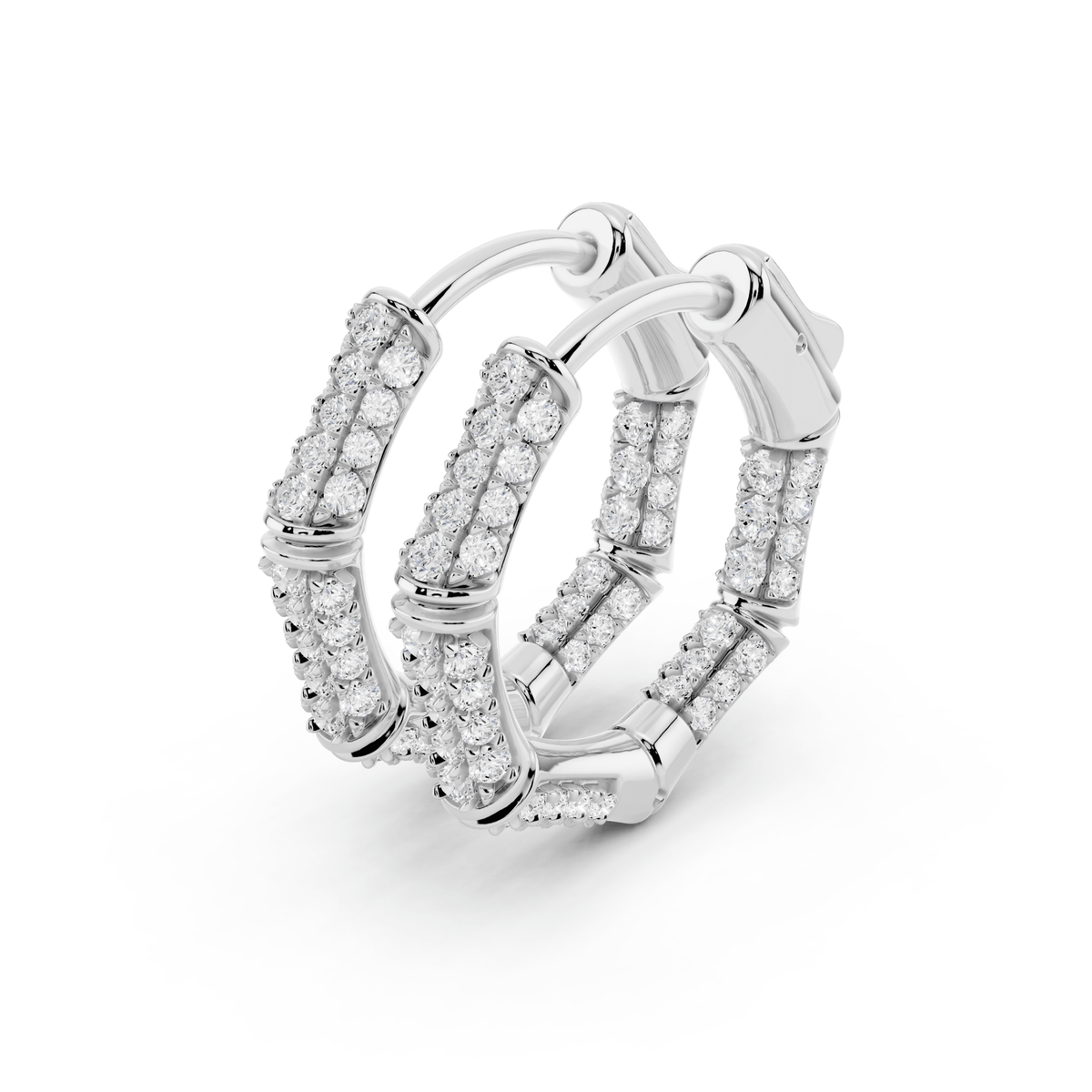 Petite Octagon Pavé Lab-Grown Diamond Hoop Earrings